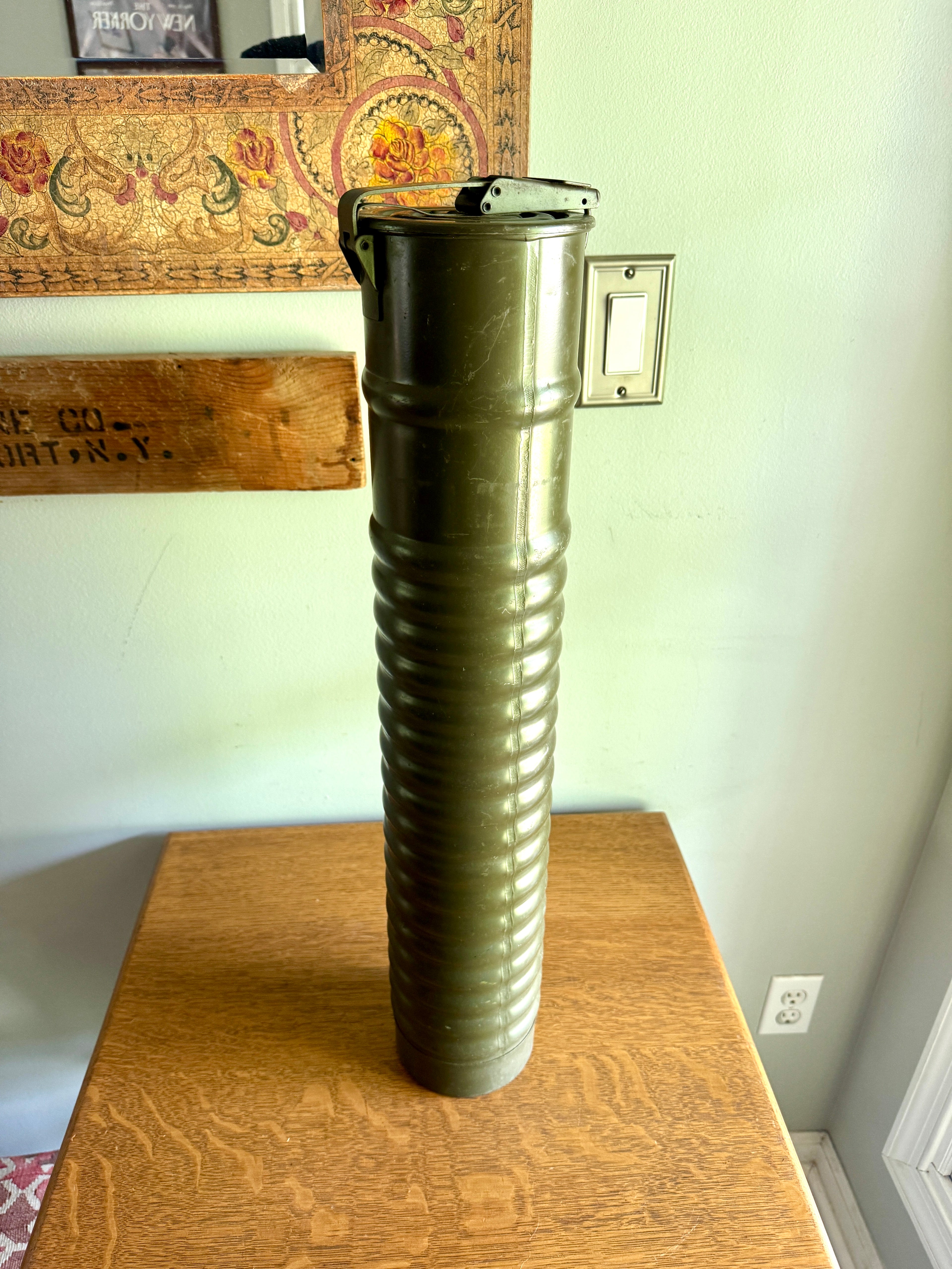 WWII 81MM Mortar Ammo Canister Tube  ~ Waterproof Map or Drawings Storage