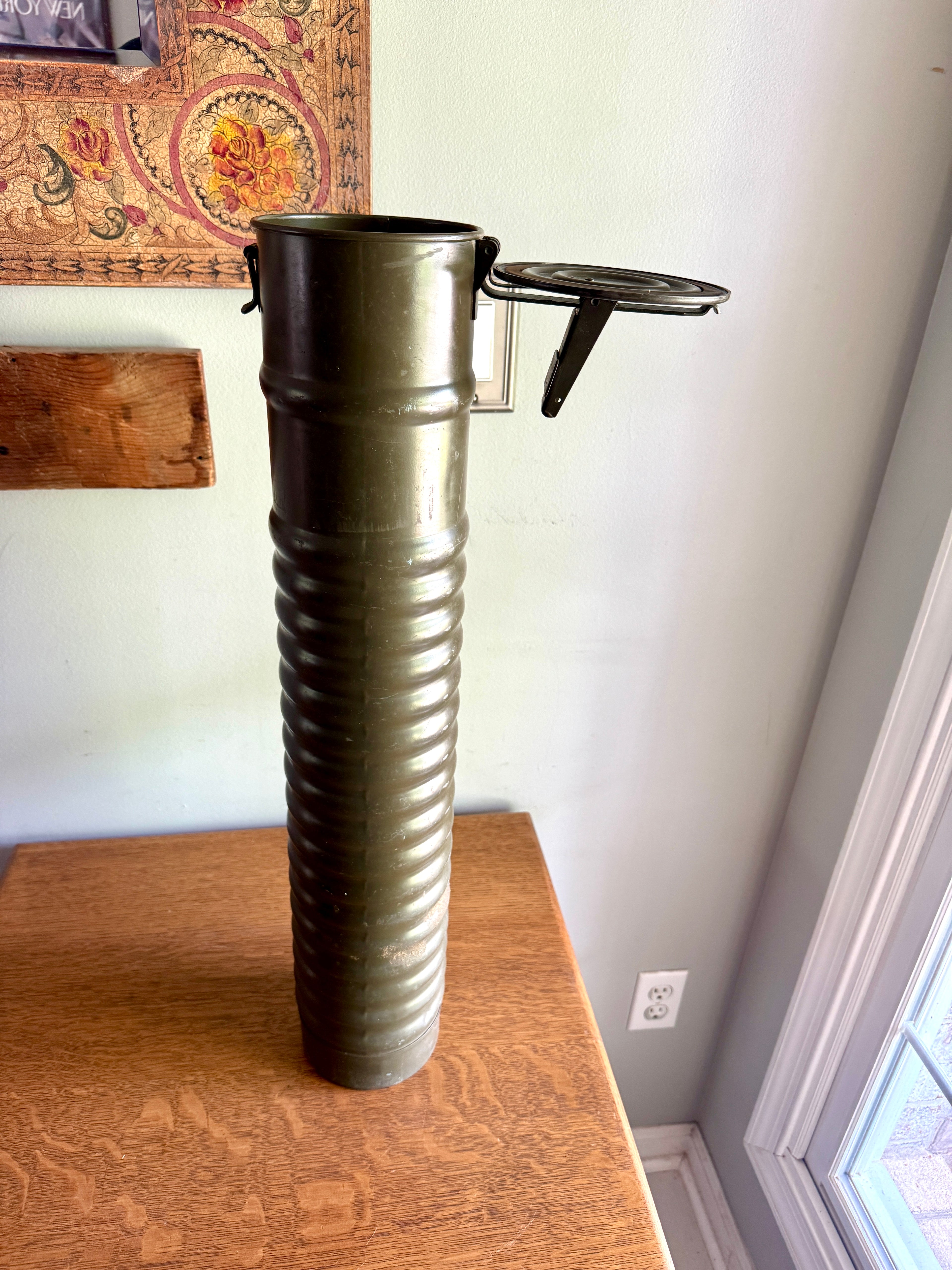 WWII 81MM Mortar Ammo Canister Tube  ~ Waterproof Map or Drawings Storage