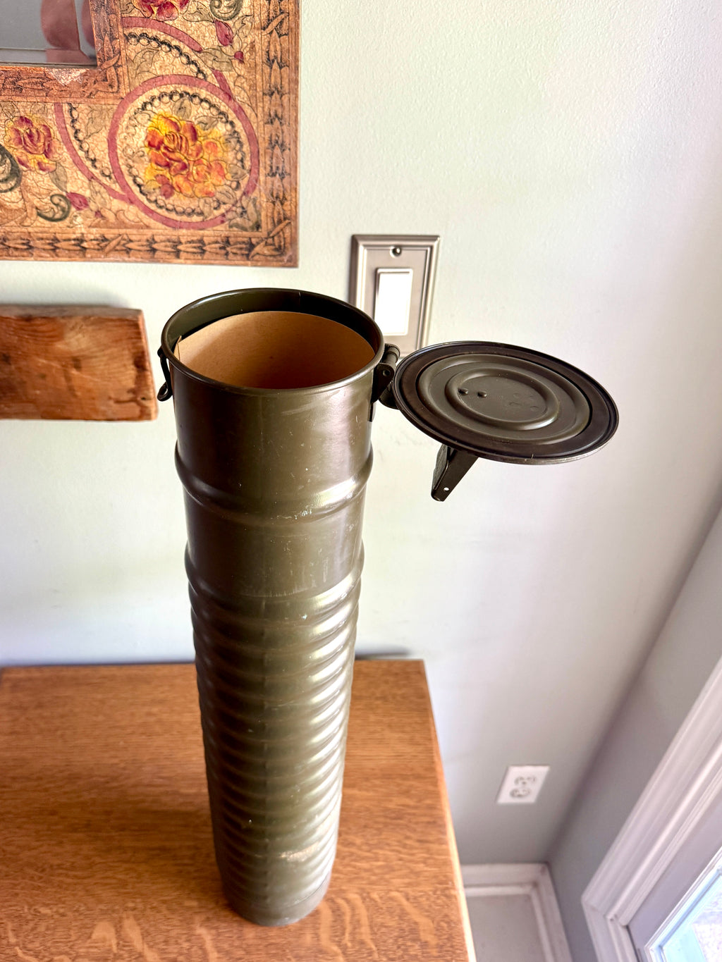 WWII 81MM Mortar Ammo Canister Tube  ~ Waterproof Map or Drawings Storage