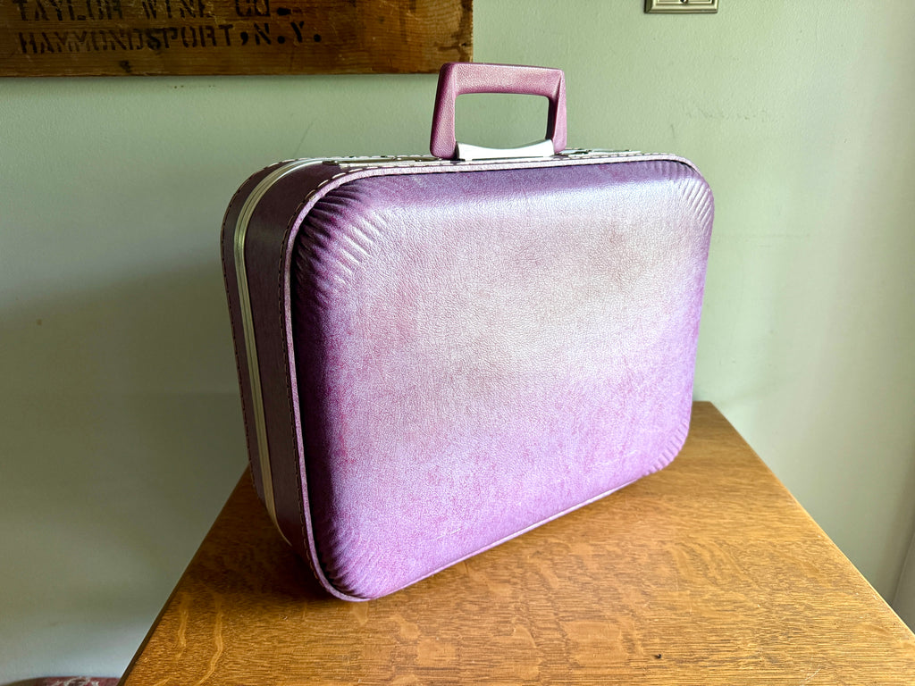 70's Small Purple Vinyl Suitcase ~ Purple Weekend Bag ~ Purple Kids Suitcase