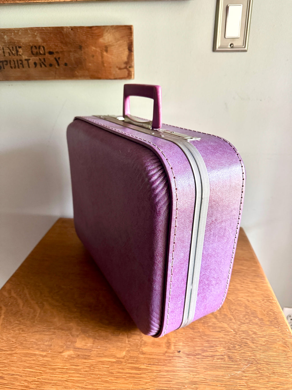 70's Small Purple Vinyl Suitcase ~ Purple Weekend Bag ~ Purple Kids Suitcase