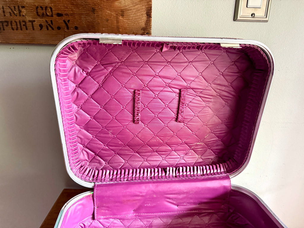 70's Small Purple Vinyl Suitcase ~ Purple Weekend Bag ~ Purple Kids Suitcase
