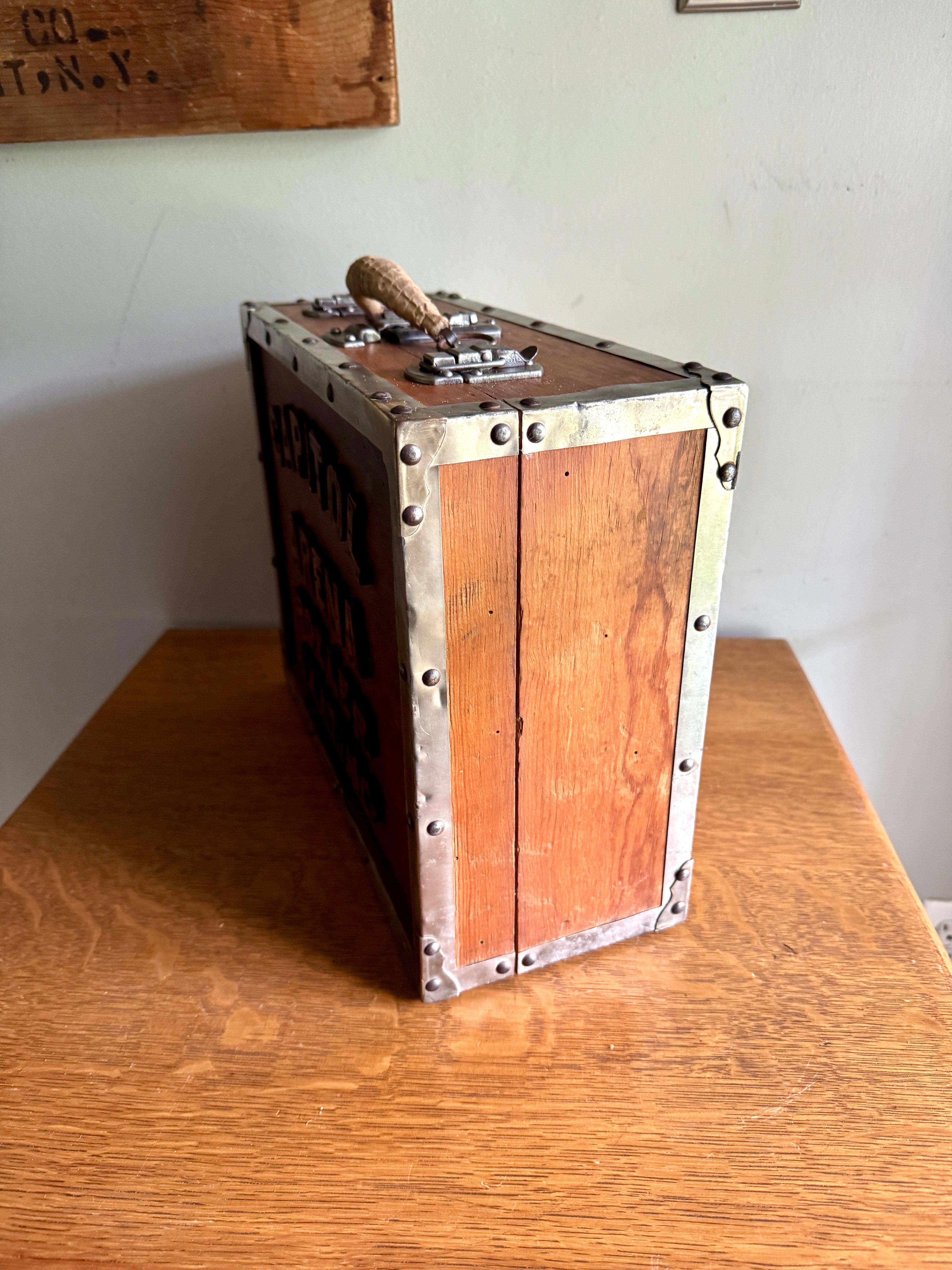 Capitol Arena Roller Skating Wooden Box With Ware Bros. Roller Skates with Wooden Wheels