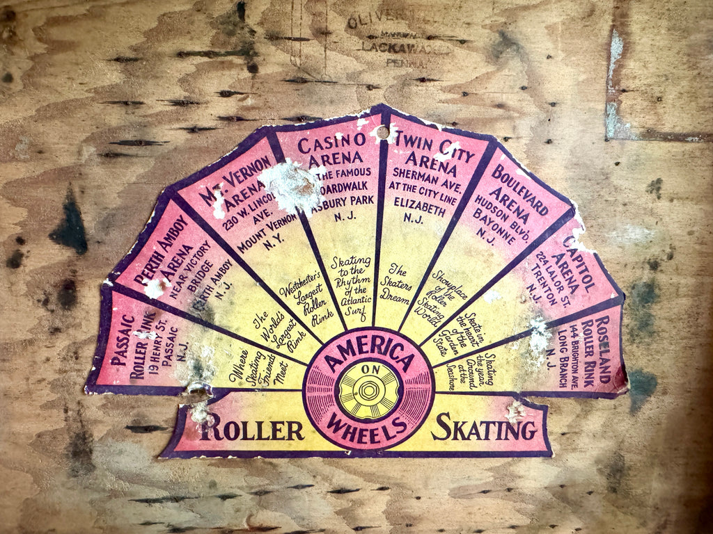 Capitol Arena Roller Skating Wooden Box With Ware Bros. Roller Skates with Wooden Wheels