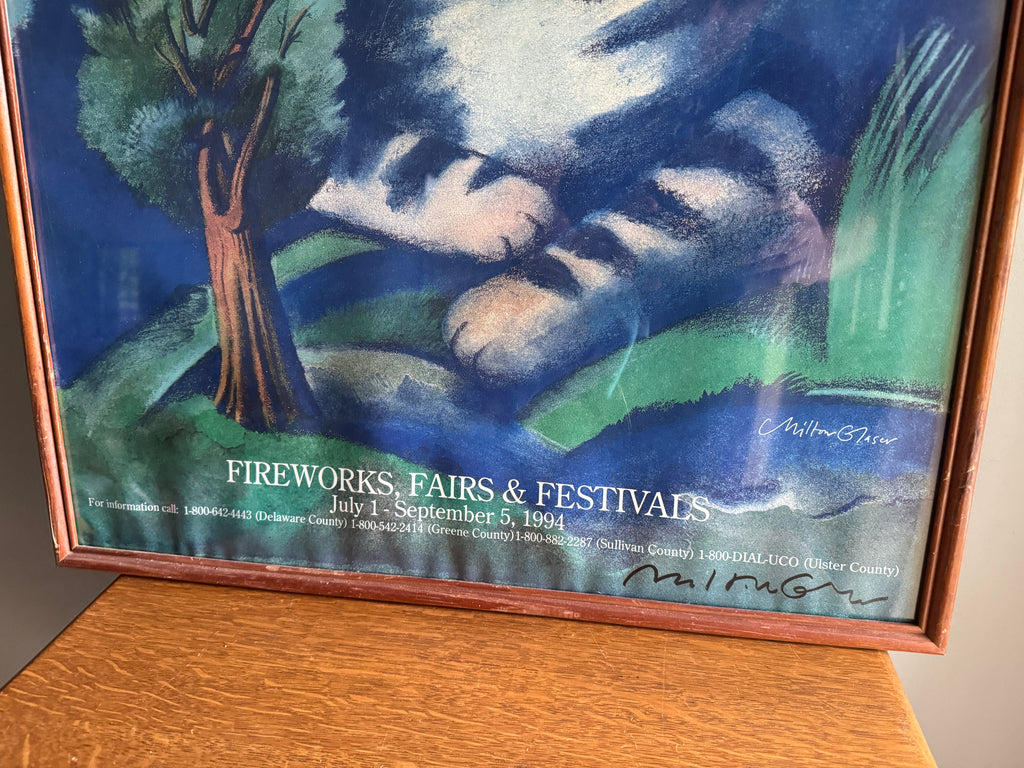 VTG Signed Original Milton Glaser Catskills Poster 1994 Fireworks Fair Festival Perfect (Poster Only)