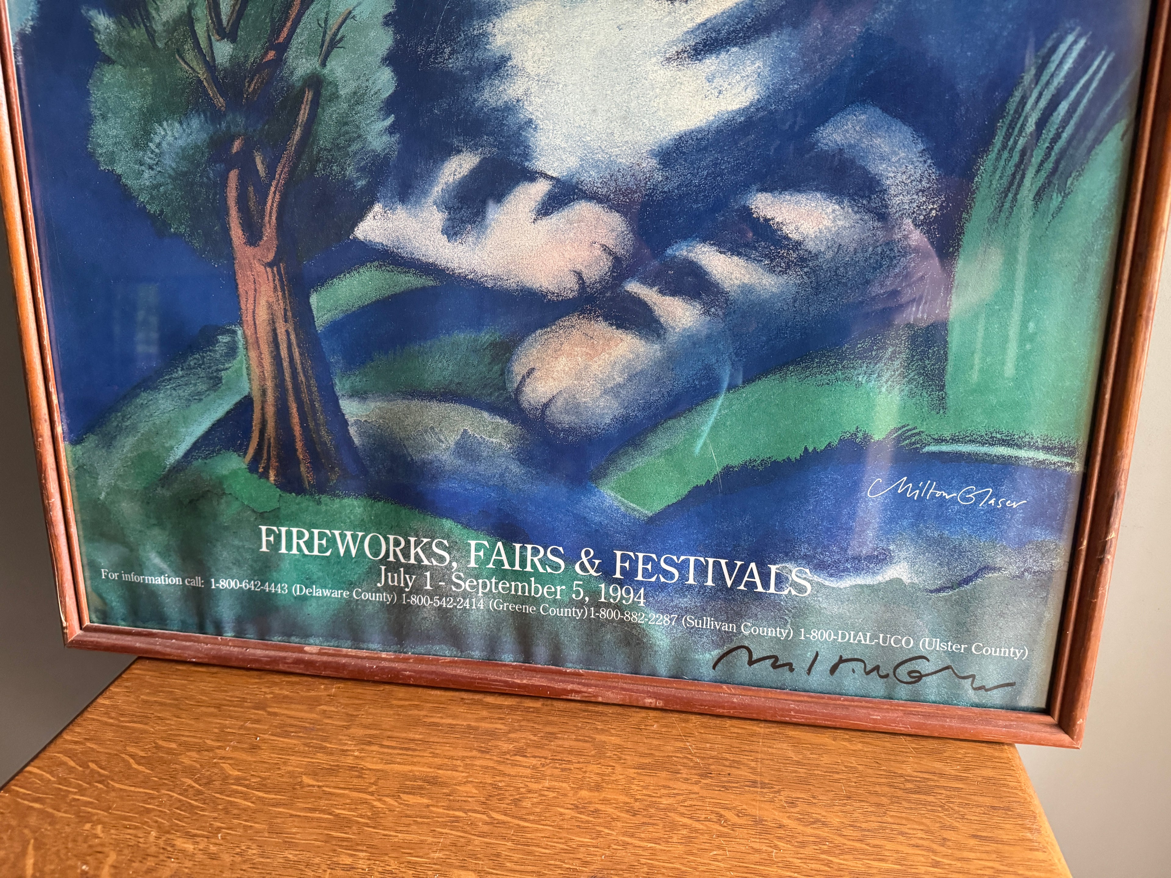 VTG Signed Original Milton Glaser Catskills Poster 1994 Fireworks Fair Festival Perfect (Poster Only)