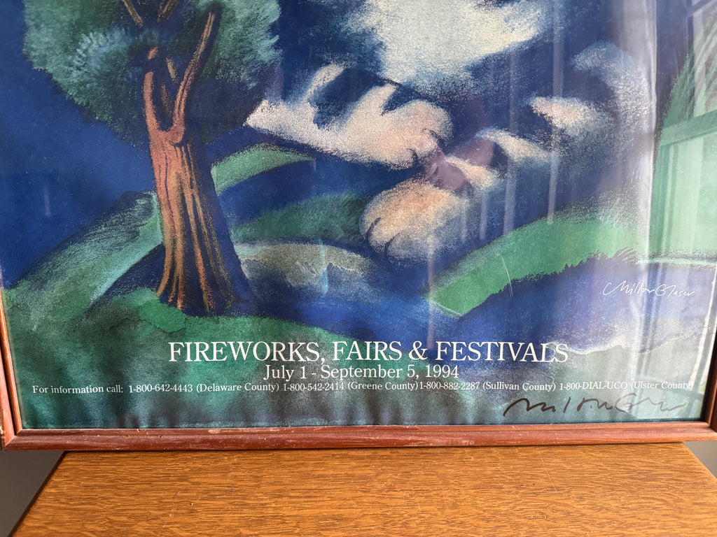 VTG Signed Original Milton Glaser Catskills Poster 1994 Fireworks Fair Festival Perfect (Poster Only)