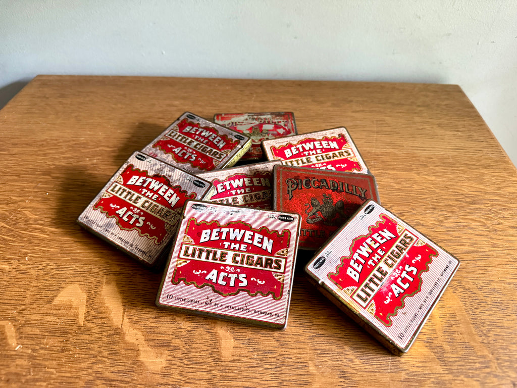 1940's Lot of Between The Acts Little Cigars Tins and Piccadilly Cigar Tins