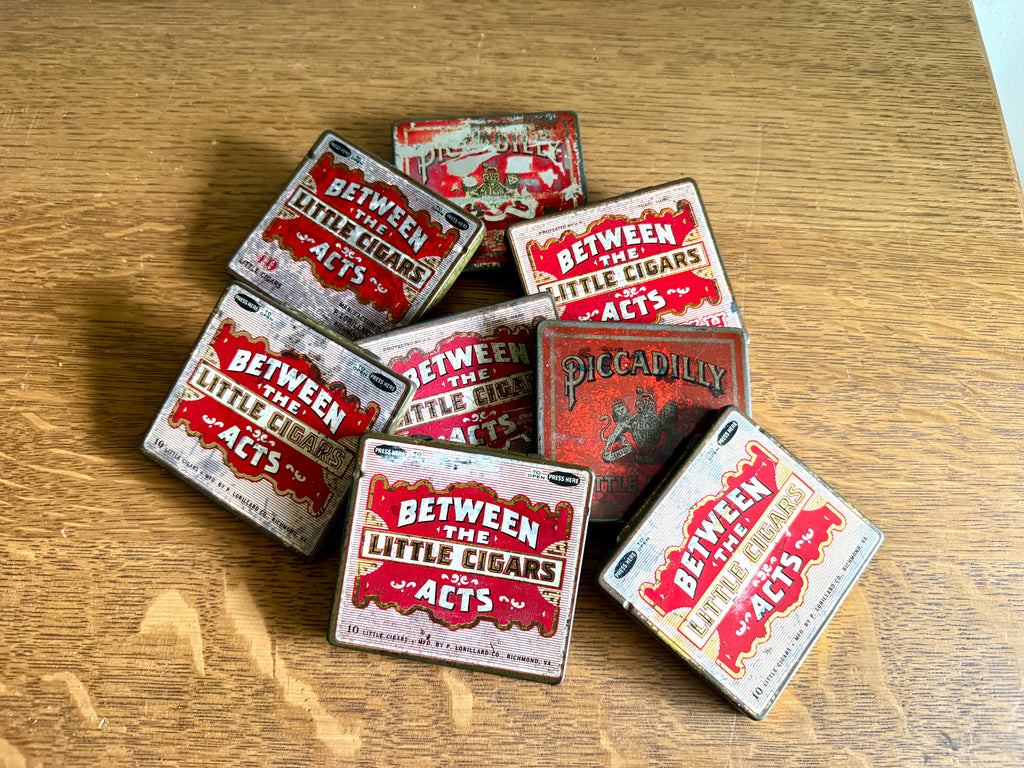 1940's Lot of Between The Acts Little Cigars Tins and Piccadilly Cigar Tins