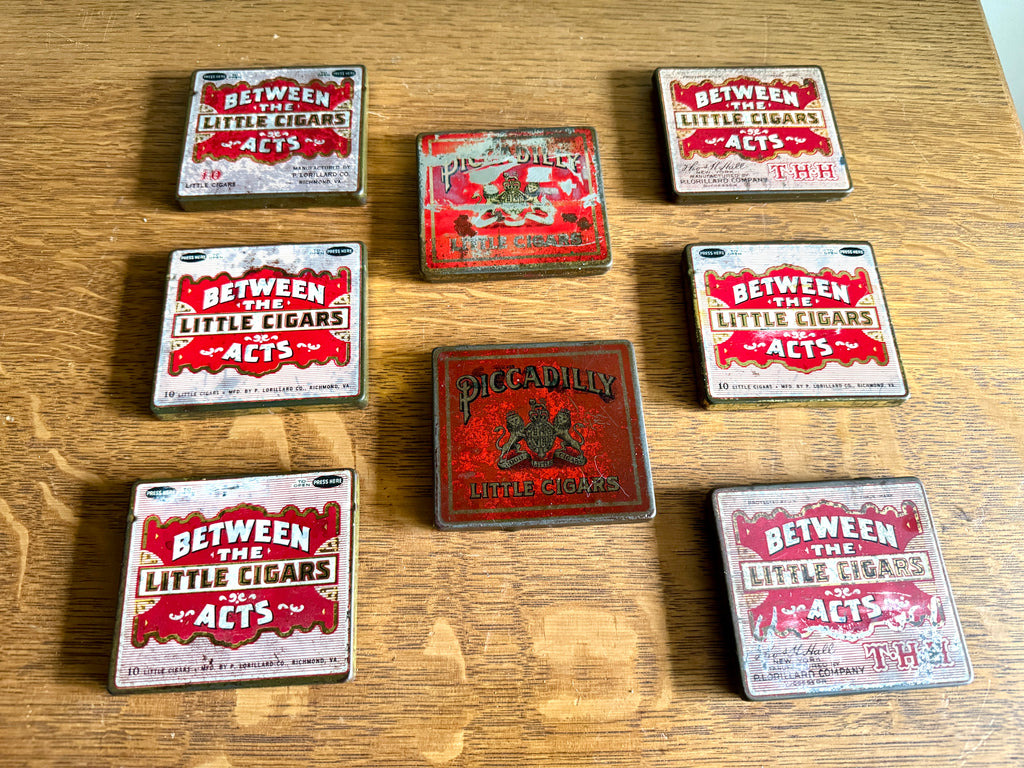 1940's Lot of Between The Acts Little Cigars Tins and Piccadilly Cigar Tins