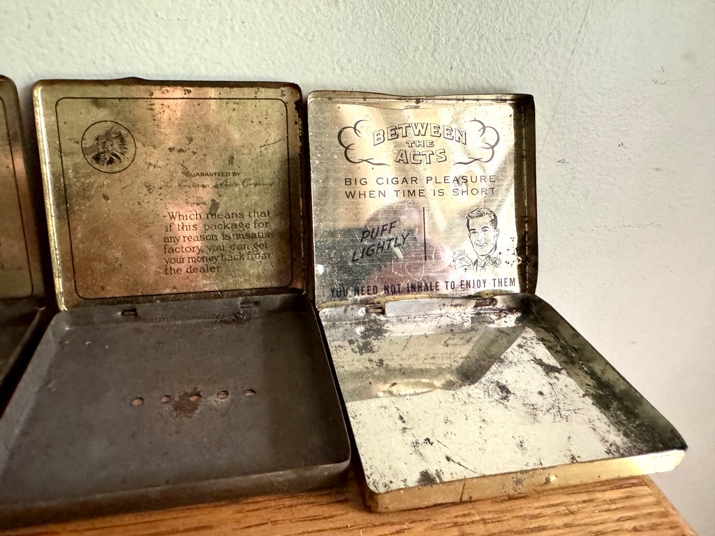 1940's Lot of Between The Acts Little Cigars Tins and Piccadilly Cigar Tins