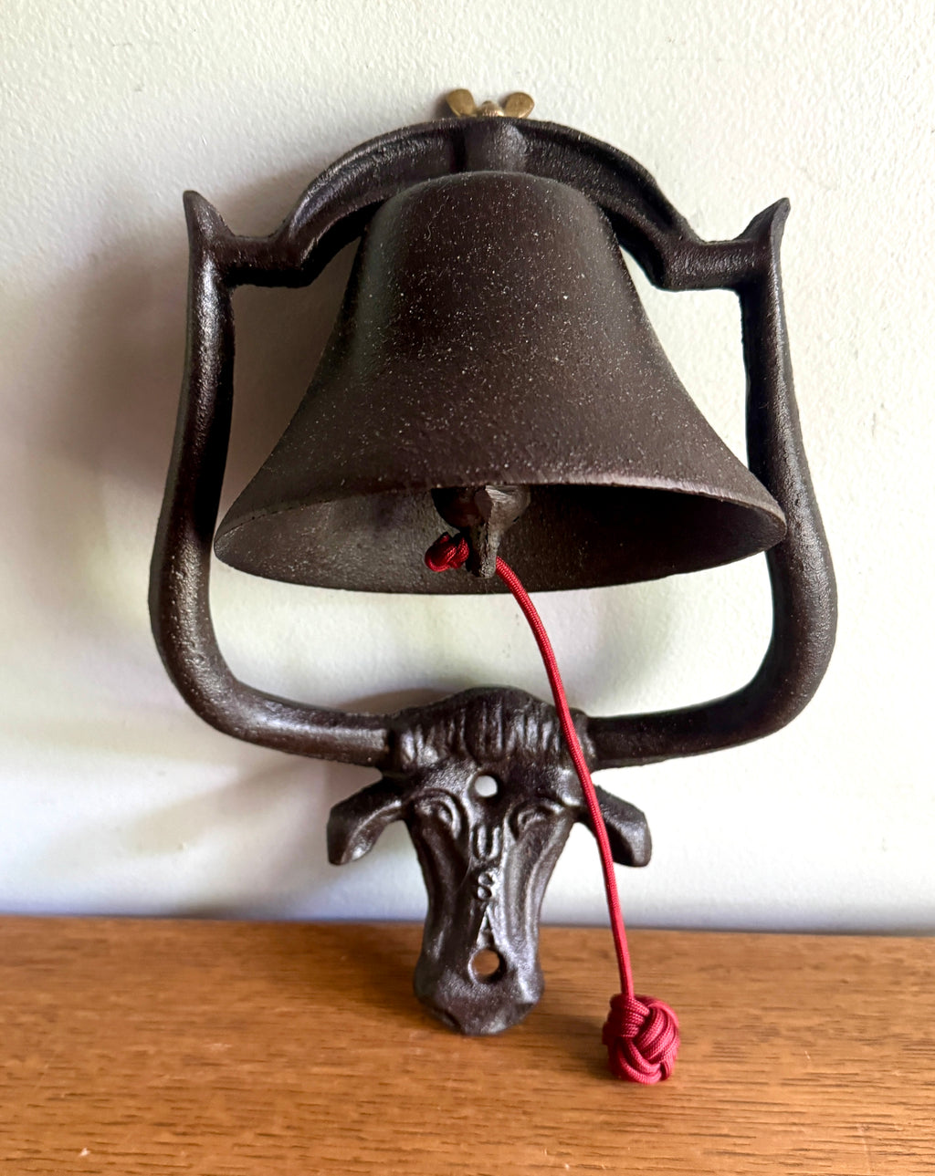 Cast Iron Bell with Longhorn Cattle Mounting Plate