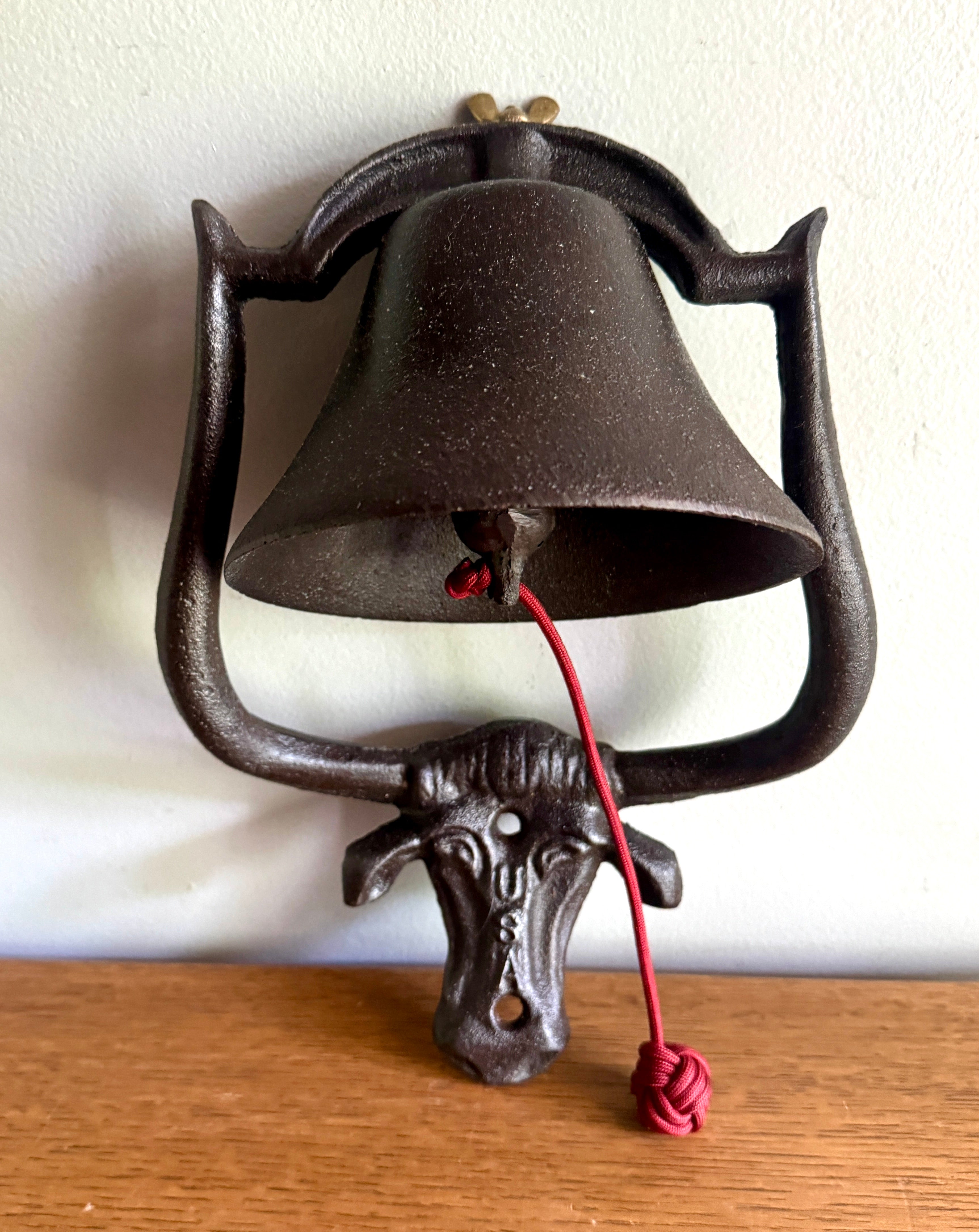 Cast Iron Bell with Longhorn Cattle Mounting Plate