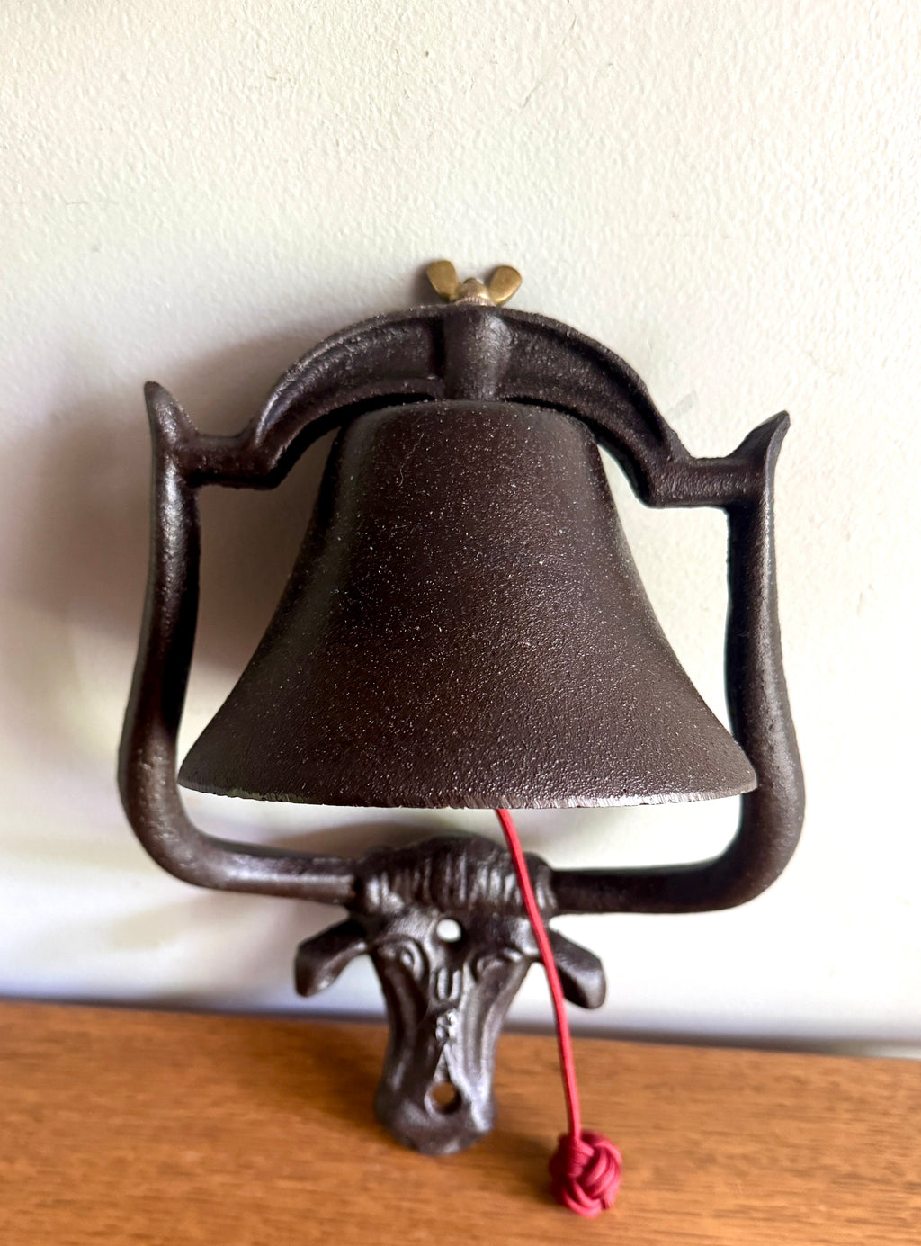 Cast Iron Bell with Longhorn Cattle Mounting Plate
