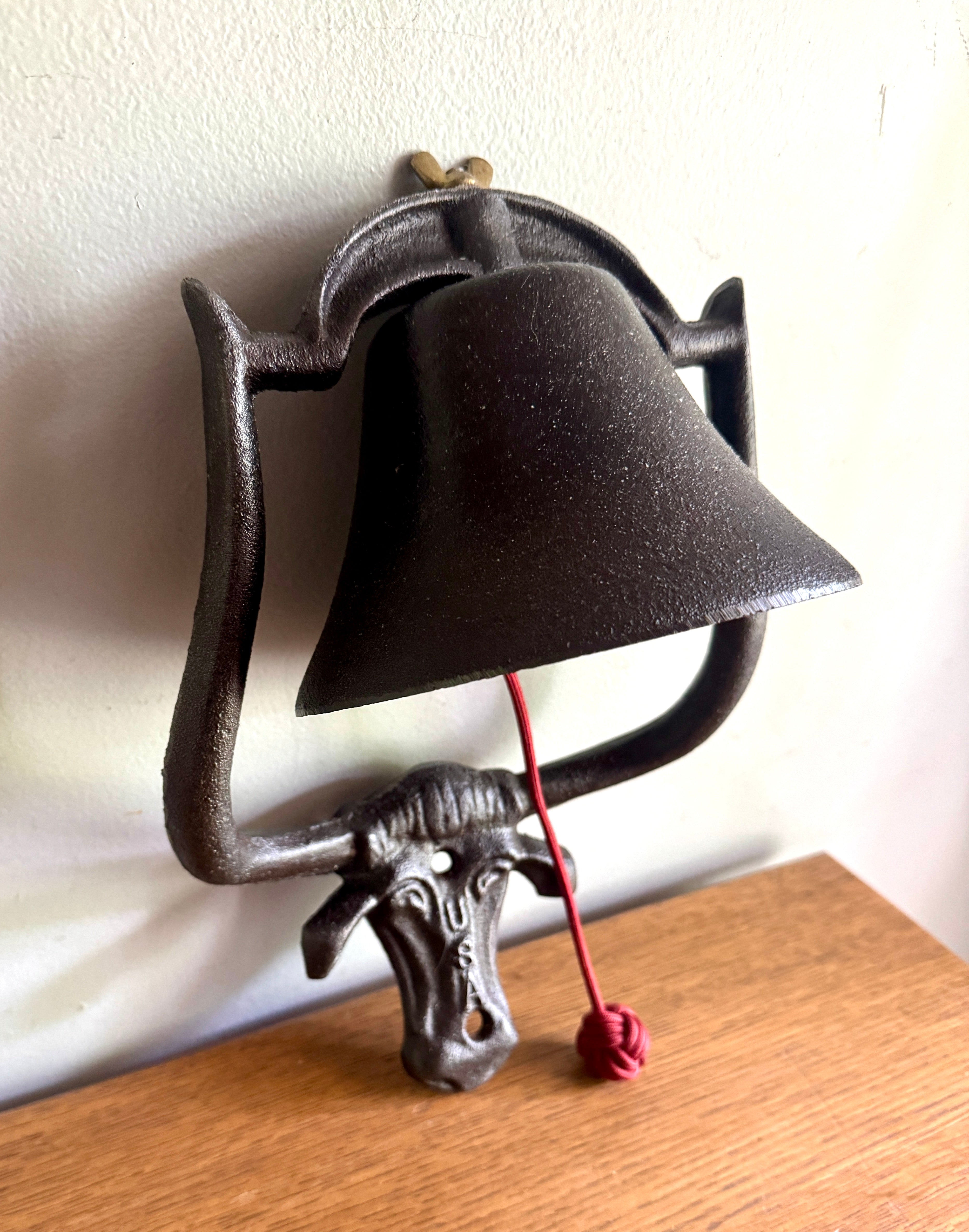 Cast Iron Bell with Longhorn Cattle Mounting Plate