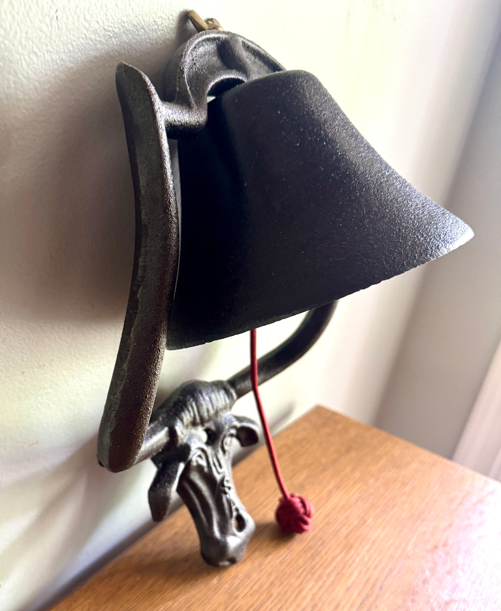 Cast Iron Bell with Longhorn Cattle Mounting Plate