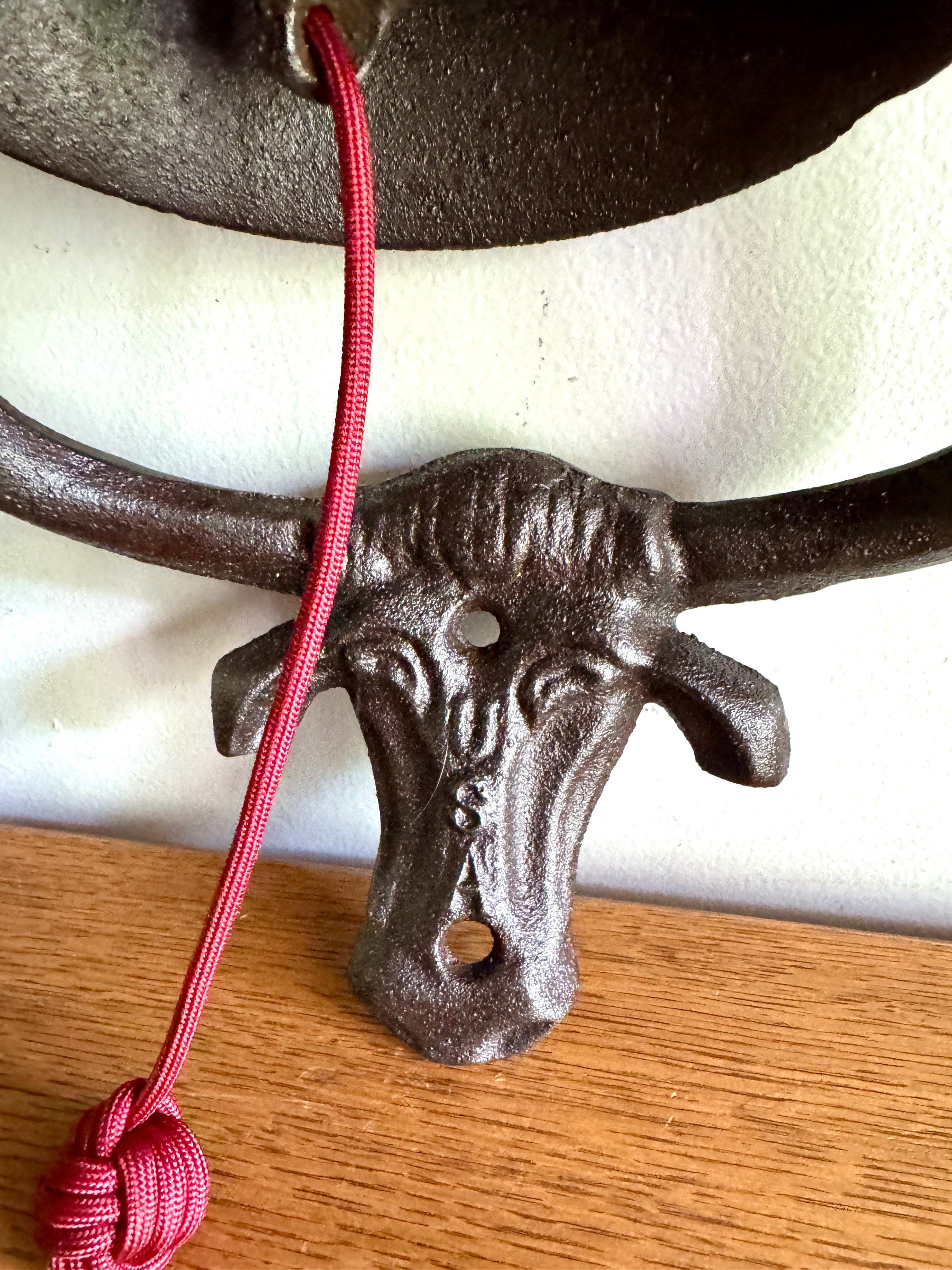 Cast Iron Bell with Longhorn Cattle Mounting Plate