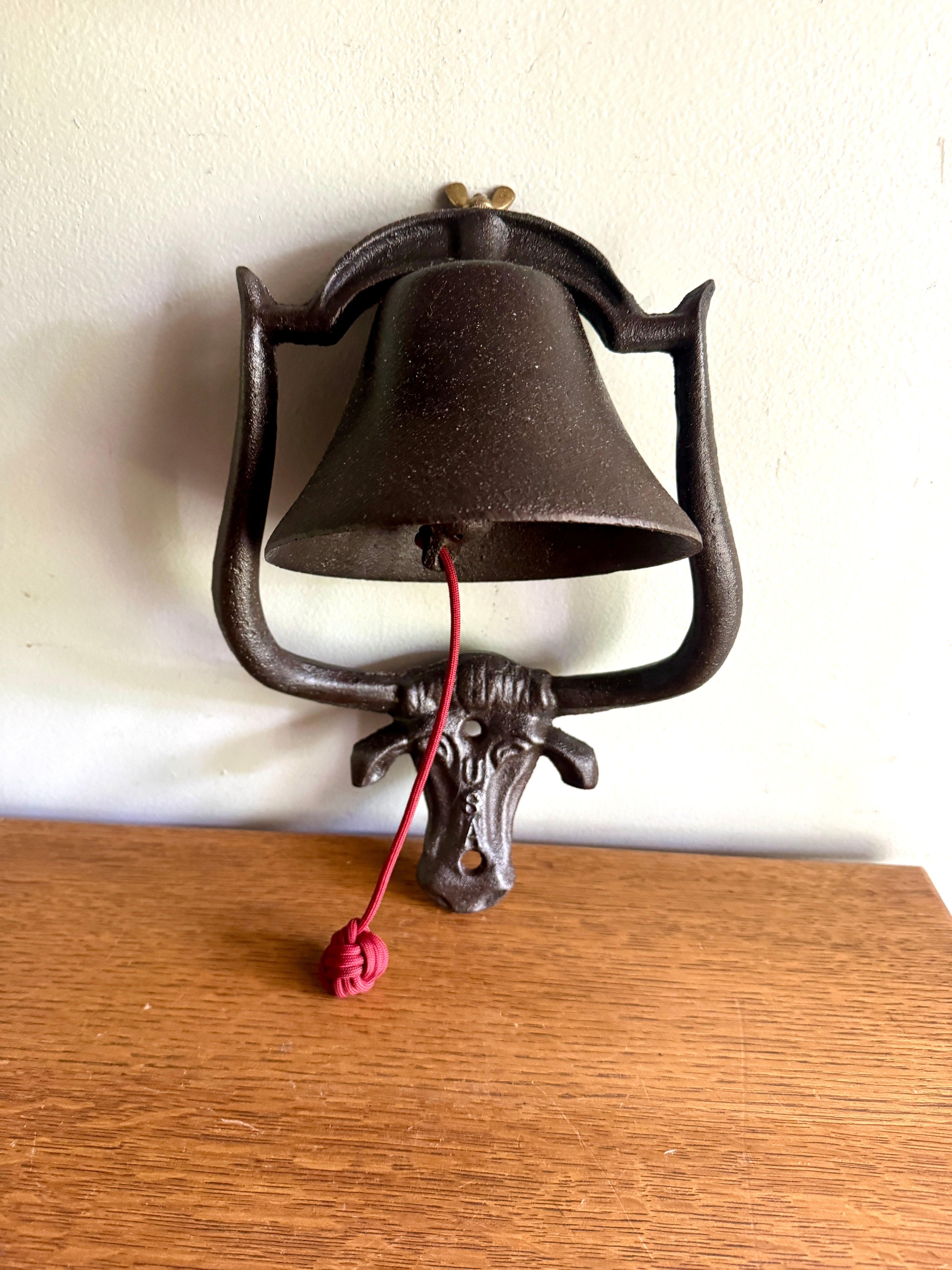 Cast Iron Bell with Longhorn Cattle Mounting Plate