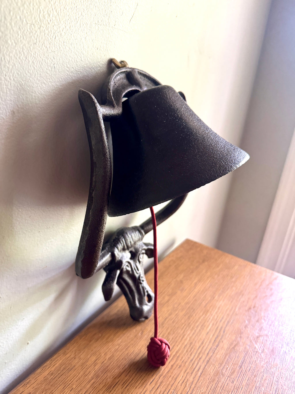 Cast Iron Bell with Longhorn Cattle Mounting Plate