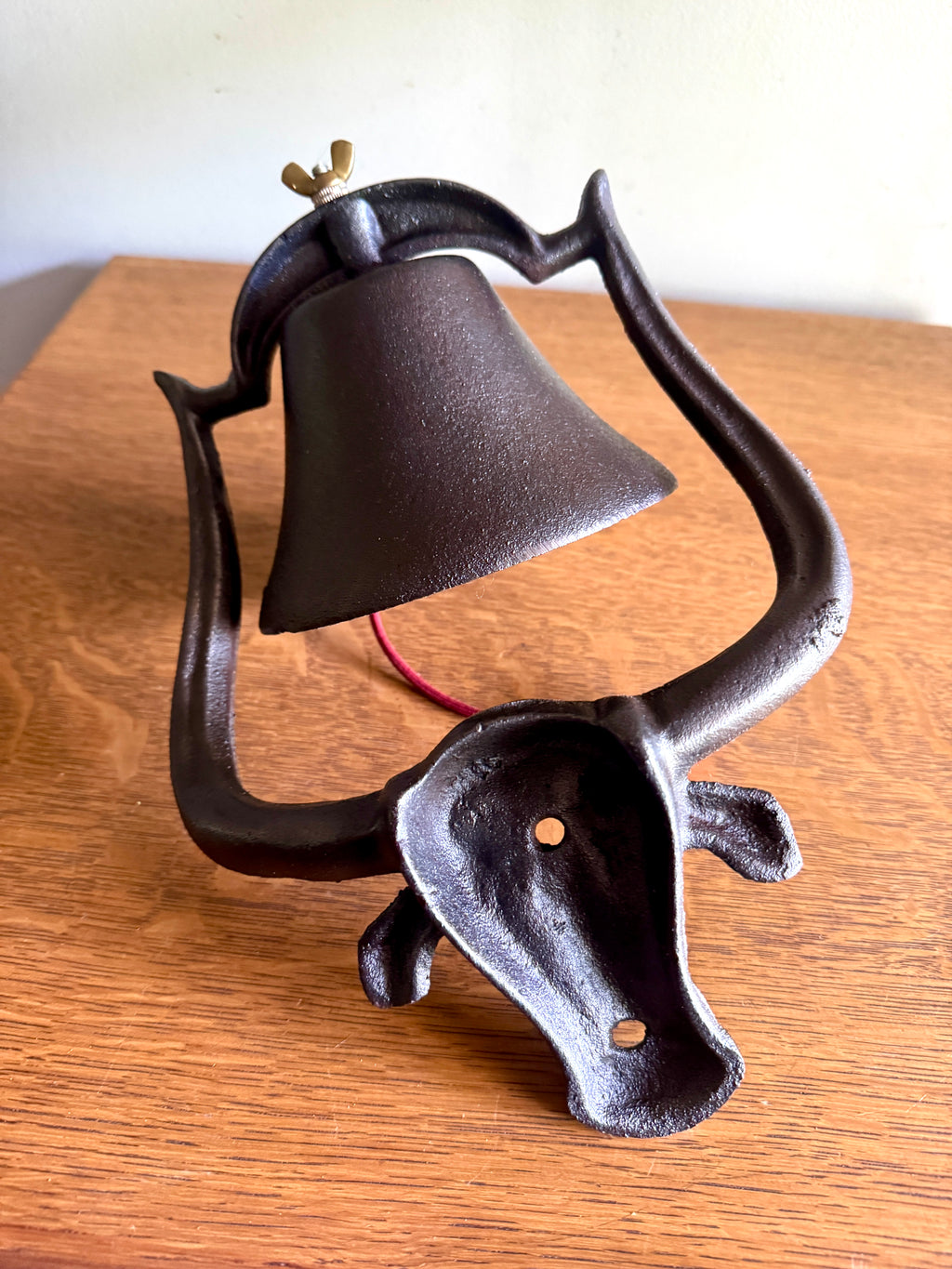 Cast Iron Bell with Longhorn Cattle Mounting Plate