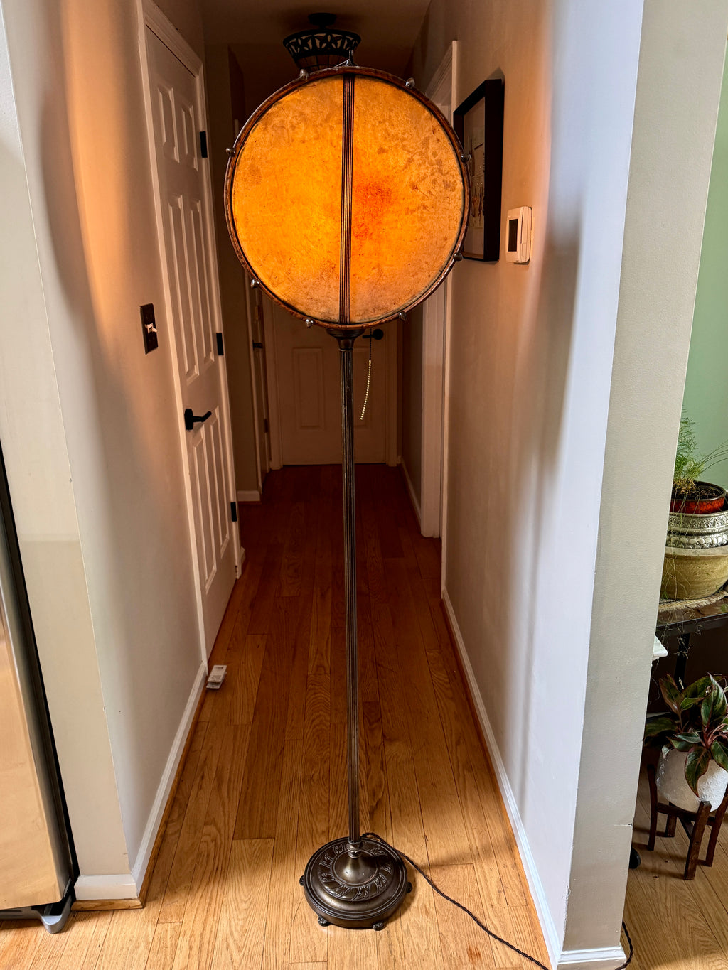 Vtg Wood & Brass Snare Drum Up-Cycled Floor Lamp ~ New Departure Snare Drum Lamp