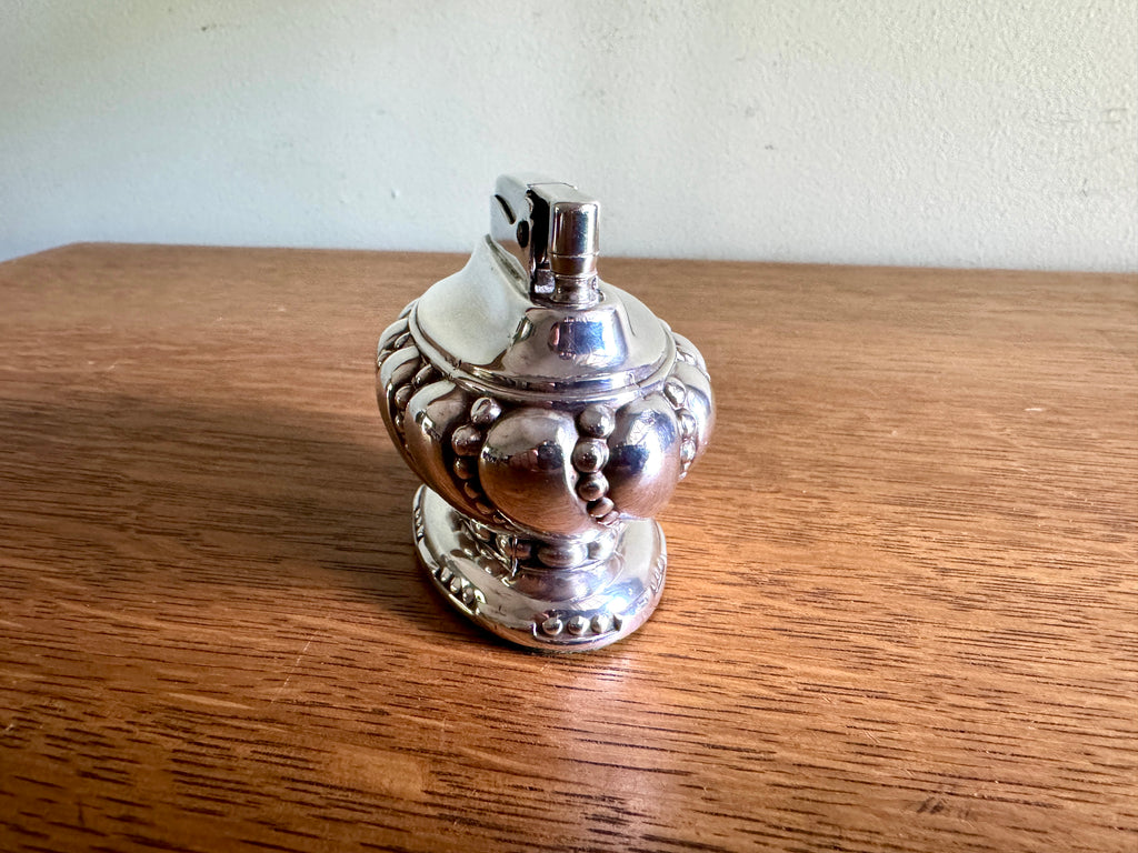 1940’s Working Ronson Silver-plated "CROWN" Heavy Table Lighter ~ Art Deco Table Lighter