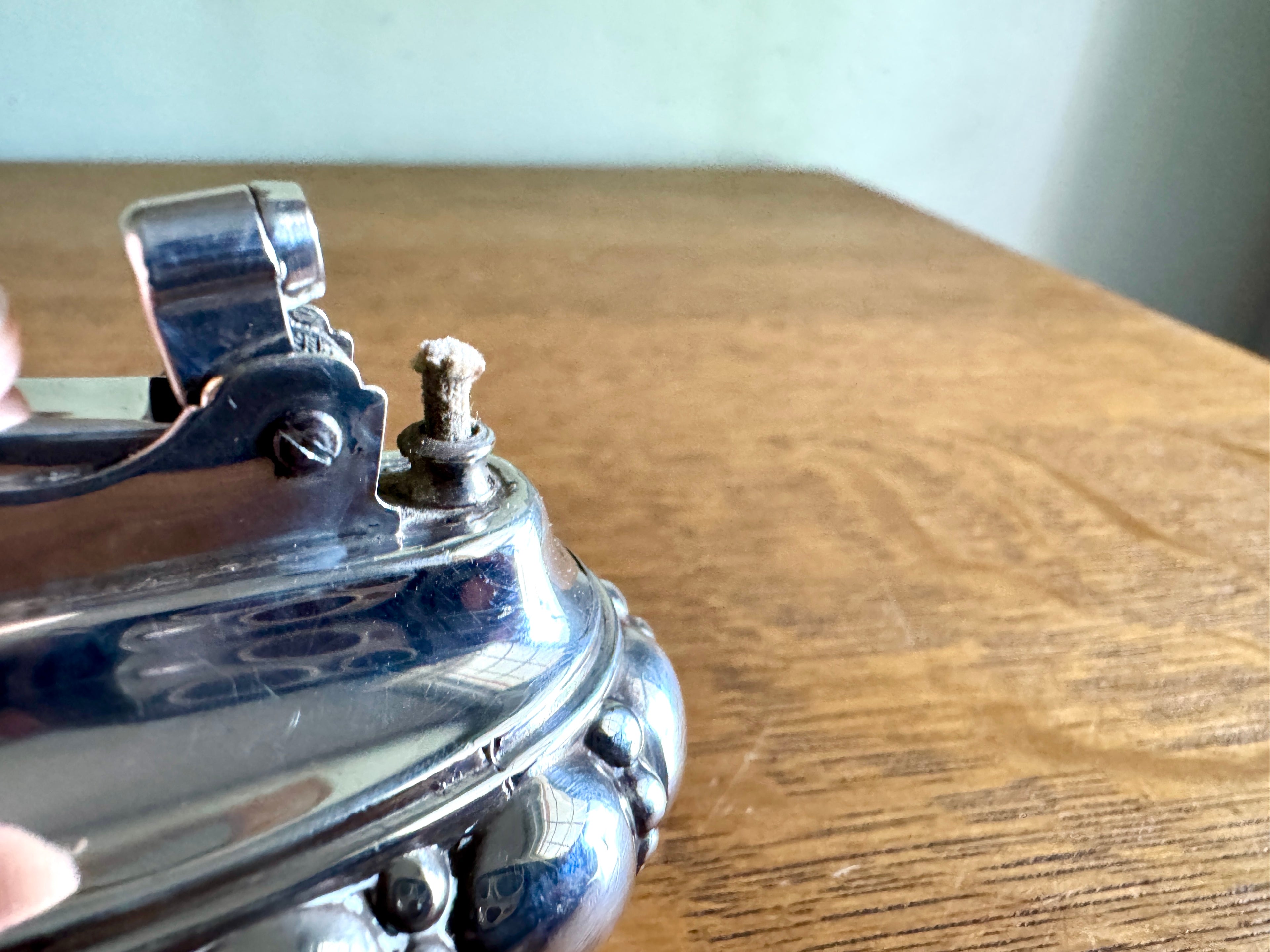 1940’s Working Ronson Silver-plated "CROWN" Heavy Table Lighter ~ Art Deco Table Lighter