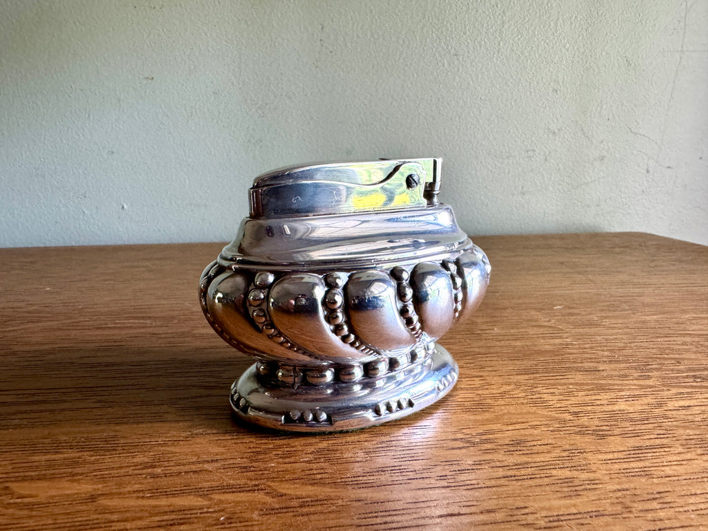 1940’s Working Ronson Silver-plated "CROWN" Heavy Table Lighter ~ Art Deco Table Lighter