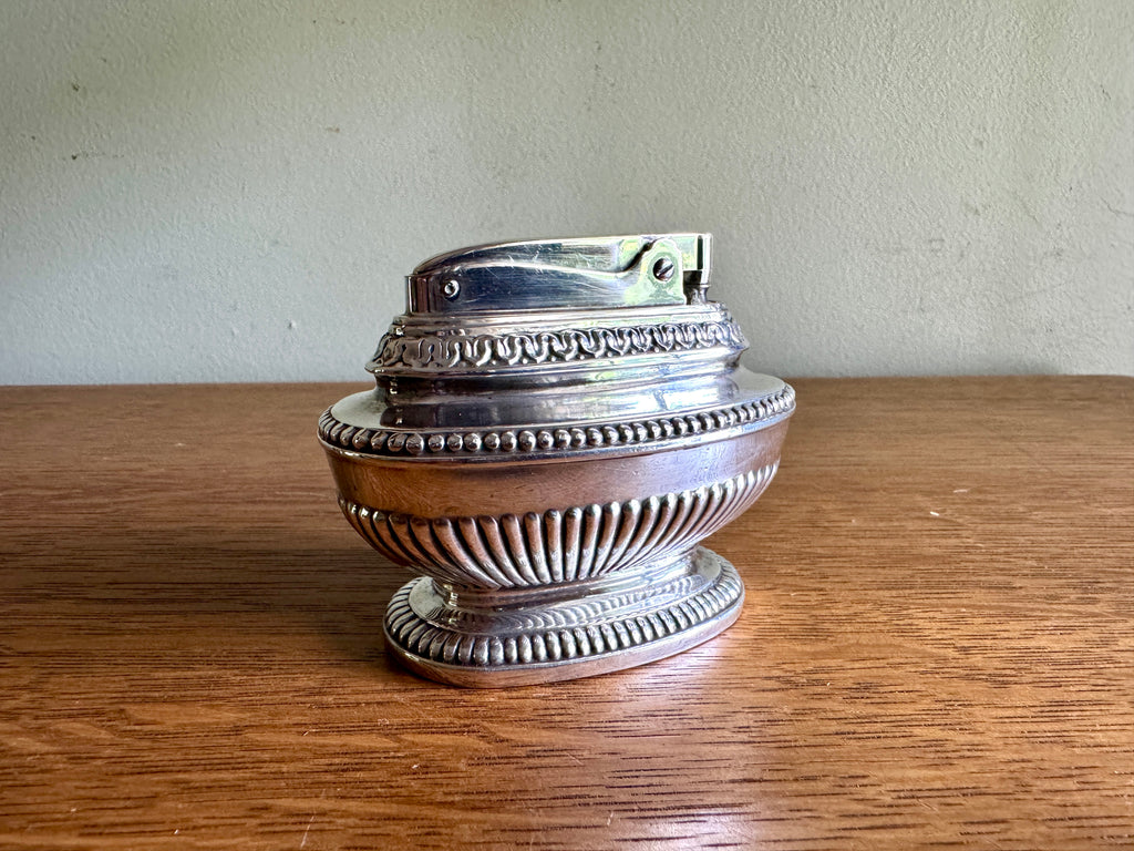 1940’s Working Ronson Silver-plated "Queen Anne" Heavy Table Lighter ~ Art Deco Table Lighter (Copy)