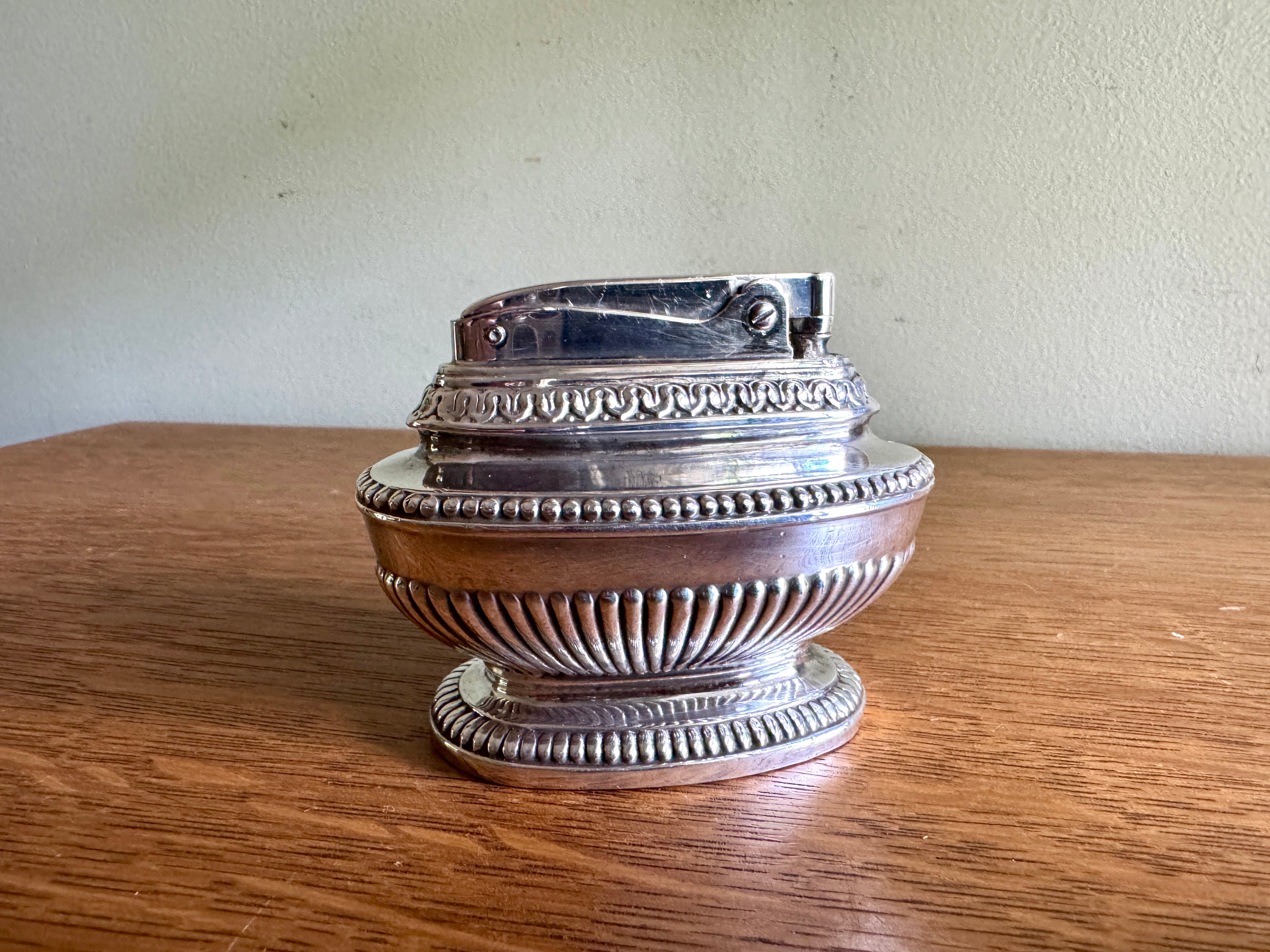 1940’s Working Ronson Silver-plated "Queen Anne" Heavy Table Lighter ~ Art Deco Table Lighter (Copy)