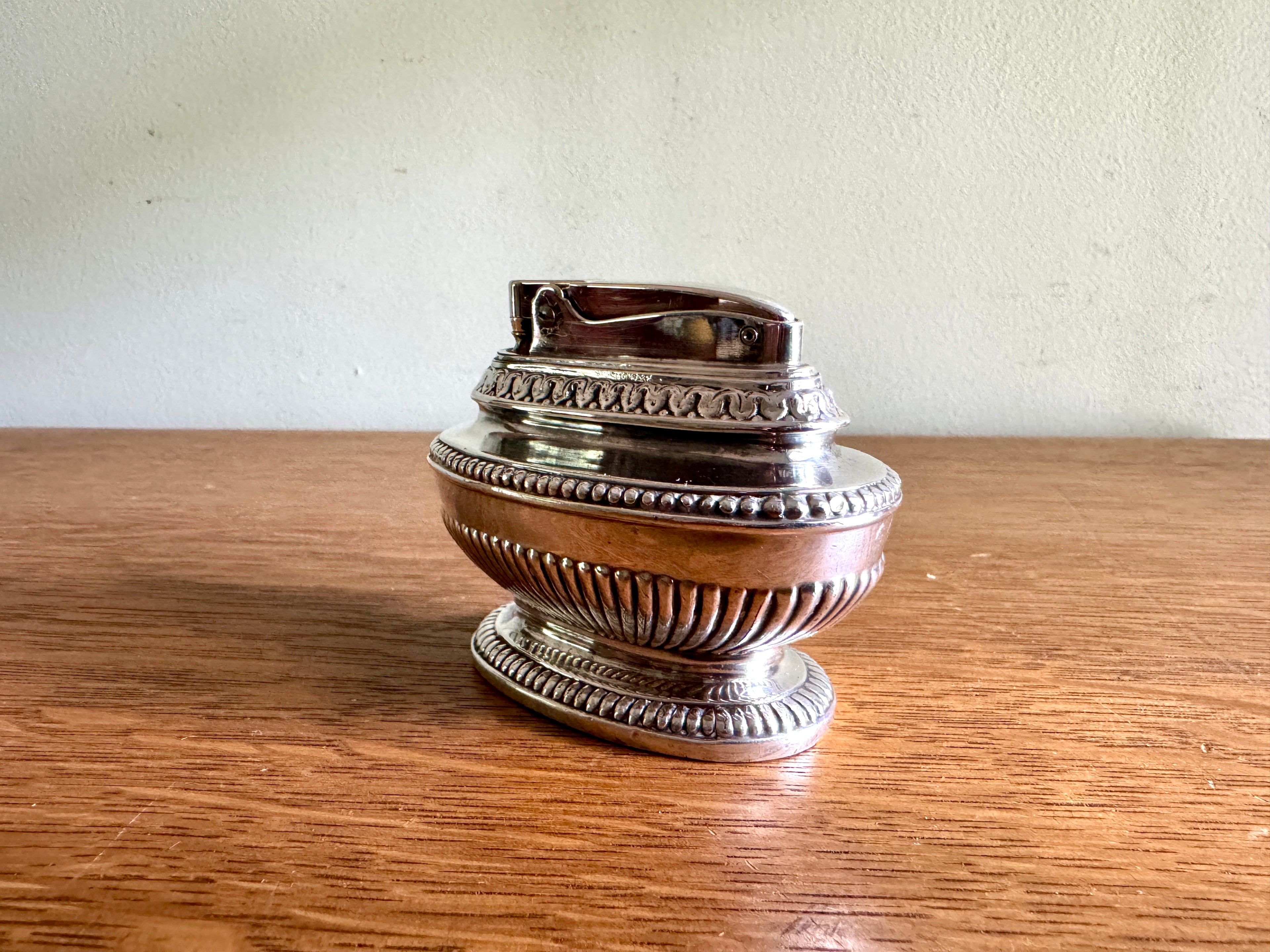 1940’s Working Ronson Silver-plated "Queen Anne" Heavy Table Lighter ~ Art Deco Table Lighter (Copy)