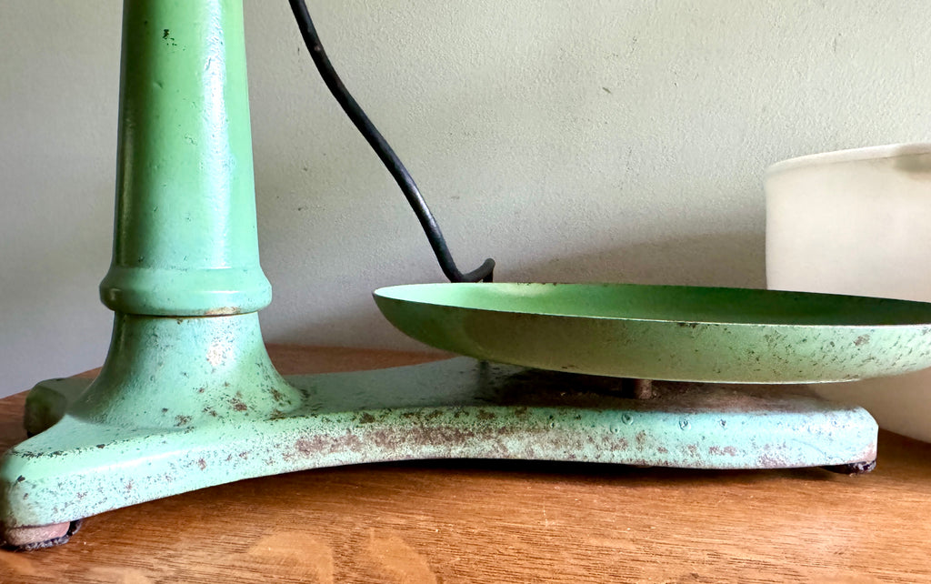 Antique "CHALLENGE" 3 Speed Mixer Stand  ~ 1920's Working #1658 Jadeite Green &  9" Milk Glass Bowl