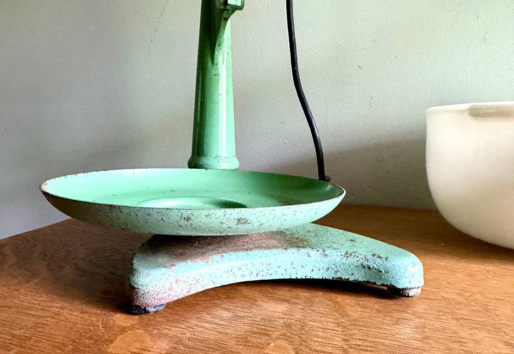 Antique "CHALLENGE" 3 Speed Mixer Stand  ~ 1920's Working #1658 Jadeite Green &  9" Milk Glass Bowl