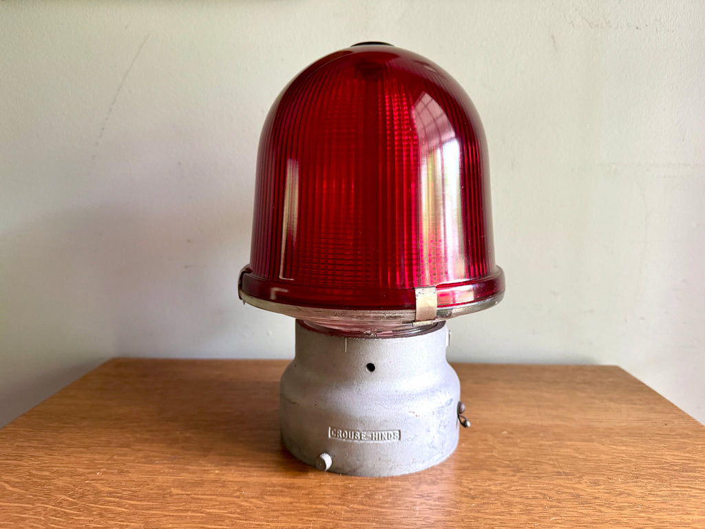 Vtg Crouse-Hinds Obstruction Light Red Globe Lamp ~ Large Obstruction Beacon Table Lamp (Copy)