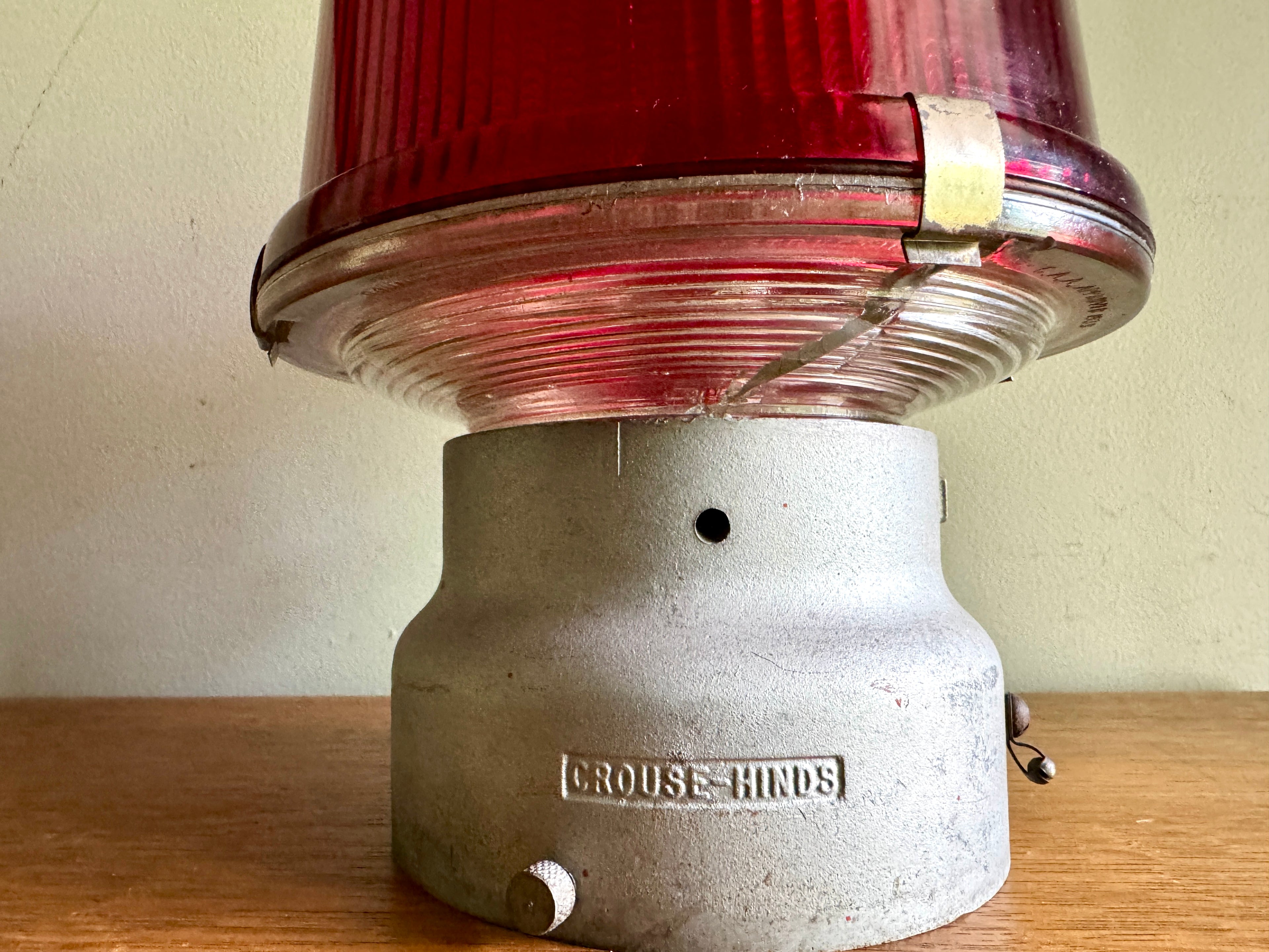 Vtg Crouse-Hinds Obstruction Light Red Globe Lamp ~ Large Obstruction Beacon Table Lamp (Copy)