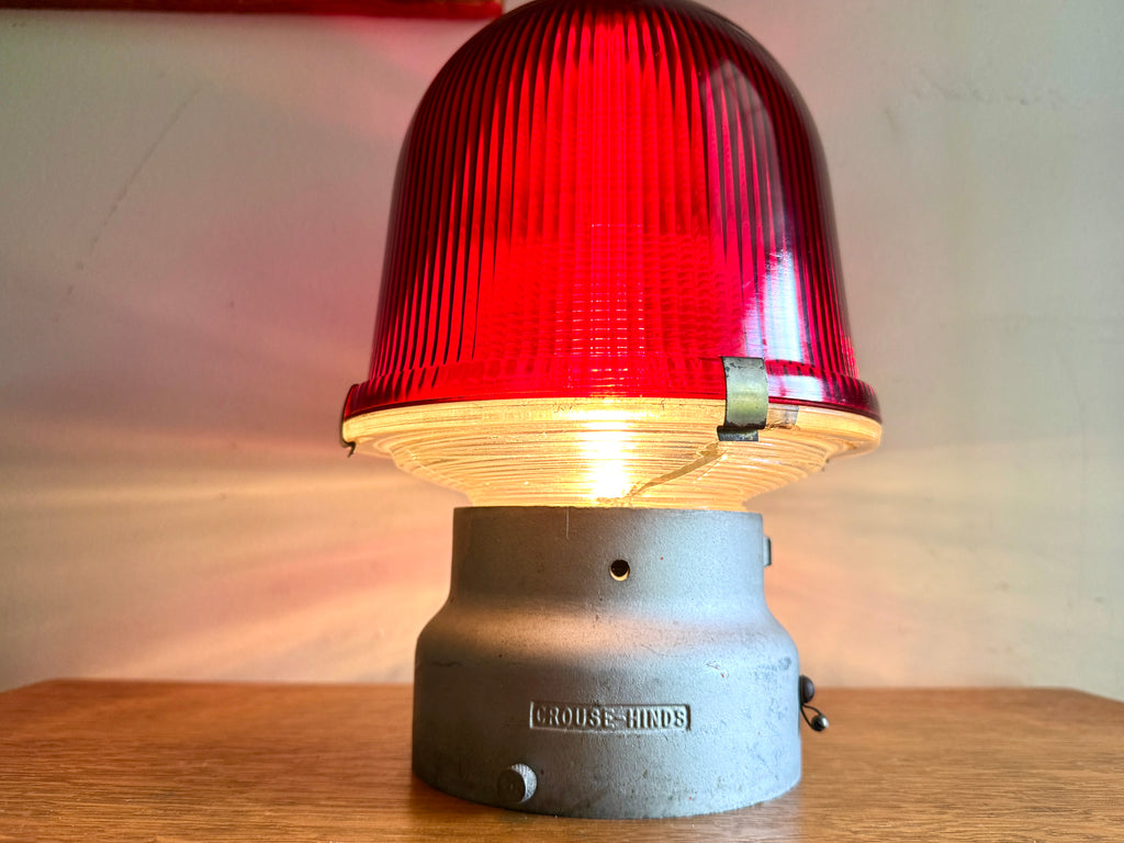 Vtg Crouse-Hinds Obstruction Light Red Globe Lamp ~ Large Obstruction Beacon Table Lamp (Copy)