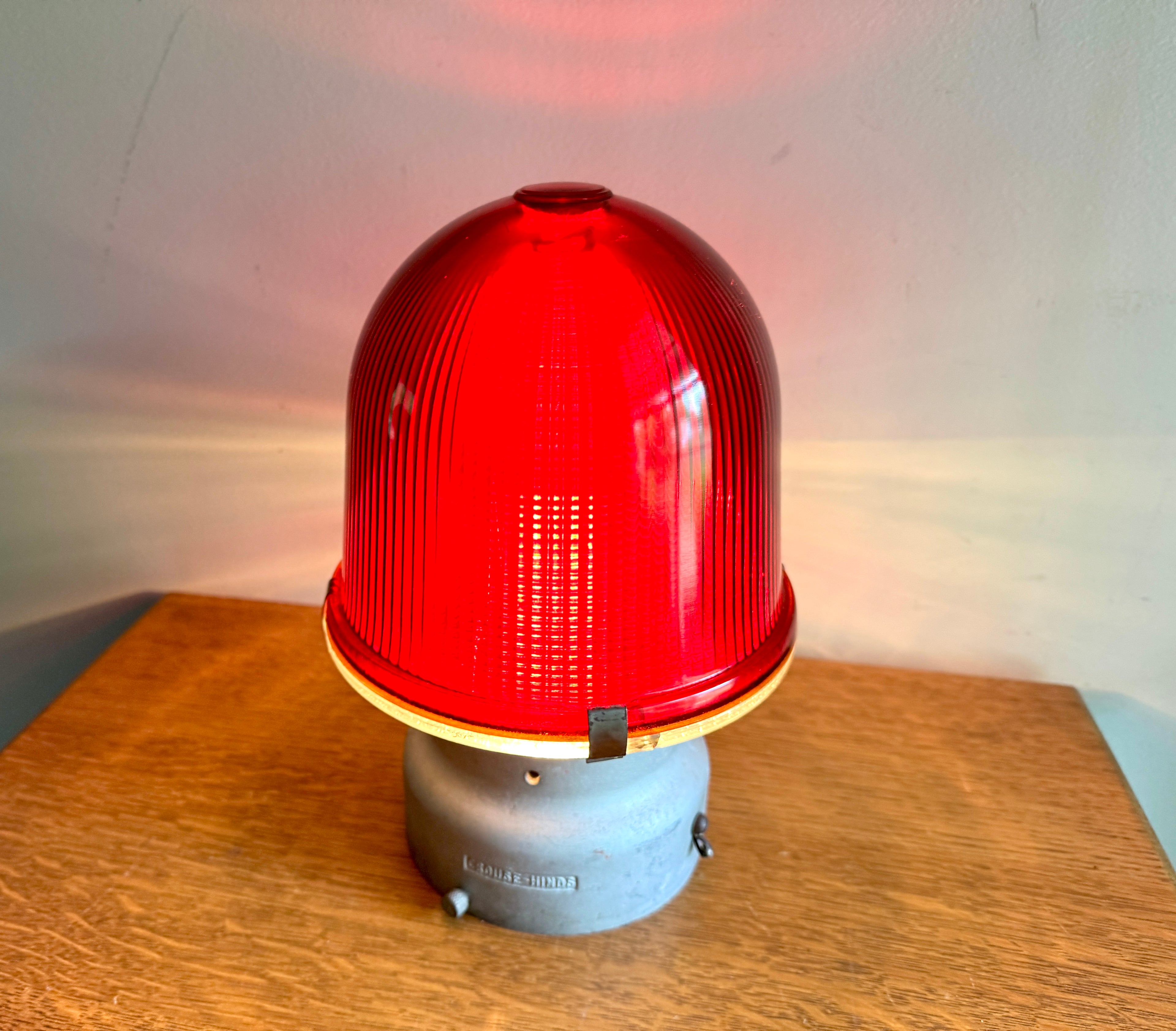 Vtg Crouse-Hinds Obstruction Light Red Globe Lamp ~ Large Obstruction Beacon Table Lamp (Copy)