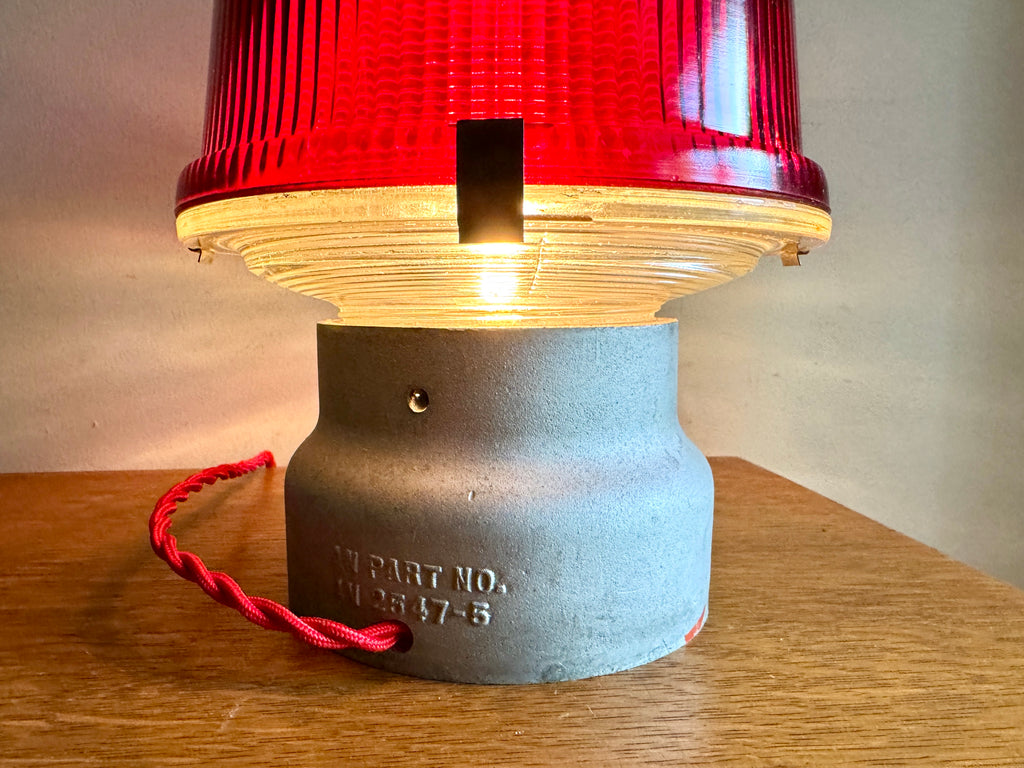 Vtg Crouse-Hinds Obstruction Light Red Globe Lamp ~ Large Obstruction Beacon Table Lamp (Copy)