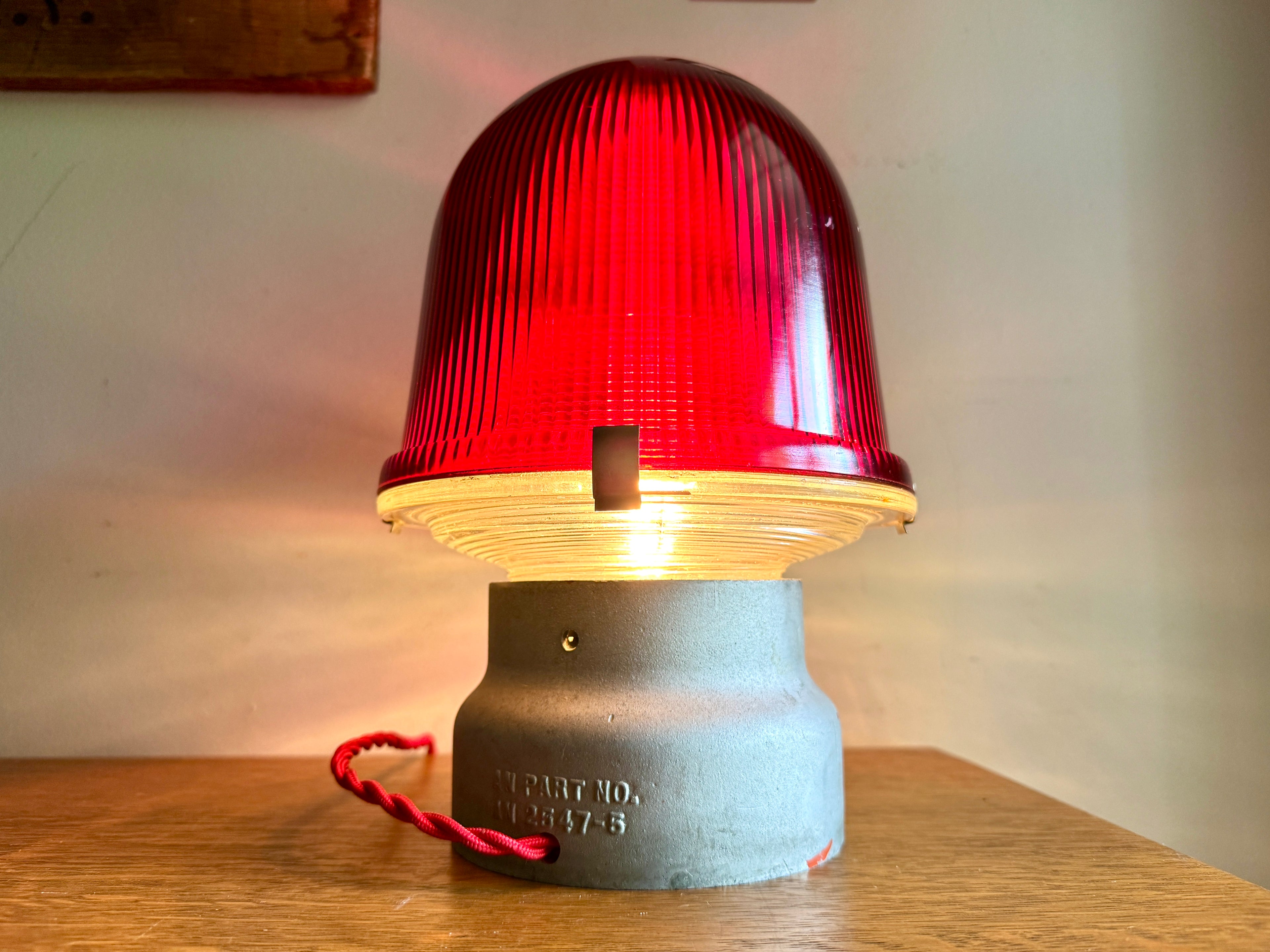 Vtg Crouse-Hinds Obstruction Light Red Globe Lamp ~ Large Obstruction Beacon Table Lamp (Copy)
