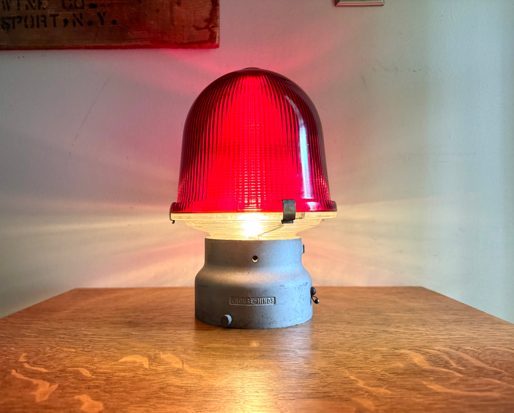 Vtg Crouse-Hinds Obstruction Light Red Globe Lamp ~ Large Obstruction Beacon Table Lamp (Copy)