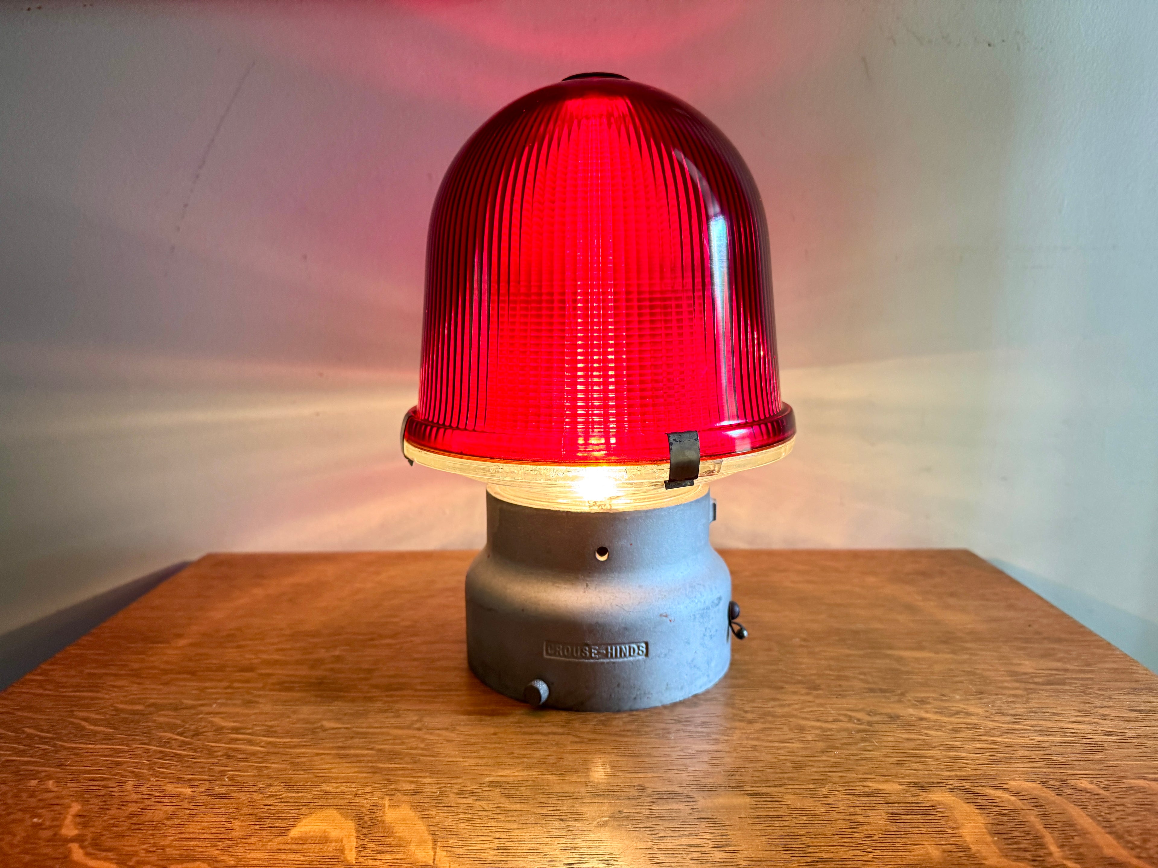 Vtg Crouse-Hinds Obstruction Light Red Globe Lamp ~ Large Obstruction Beacon Table Lamp (Copy)