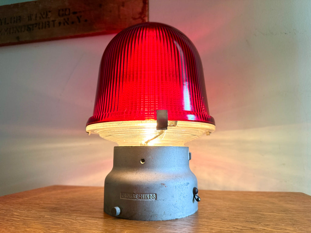Vtg Crouse-Hinds Obstruction Light Red Globe Lamp ~ Large Obstruction Beacon Table Lamp (Copy)