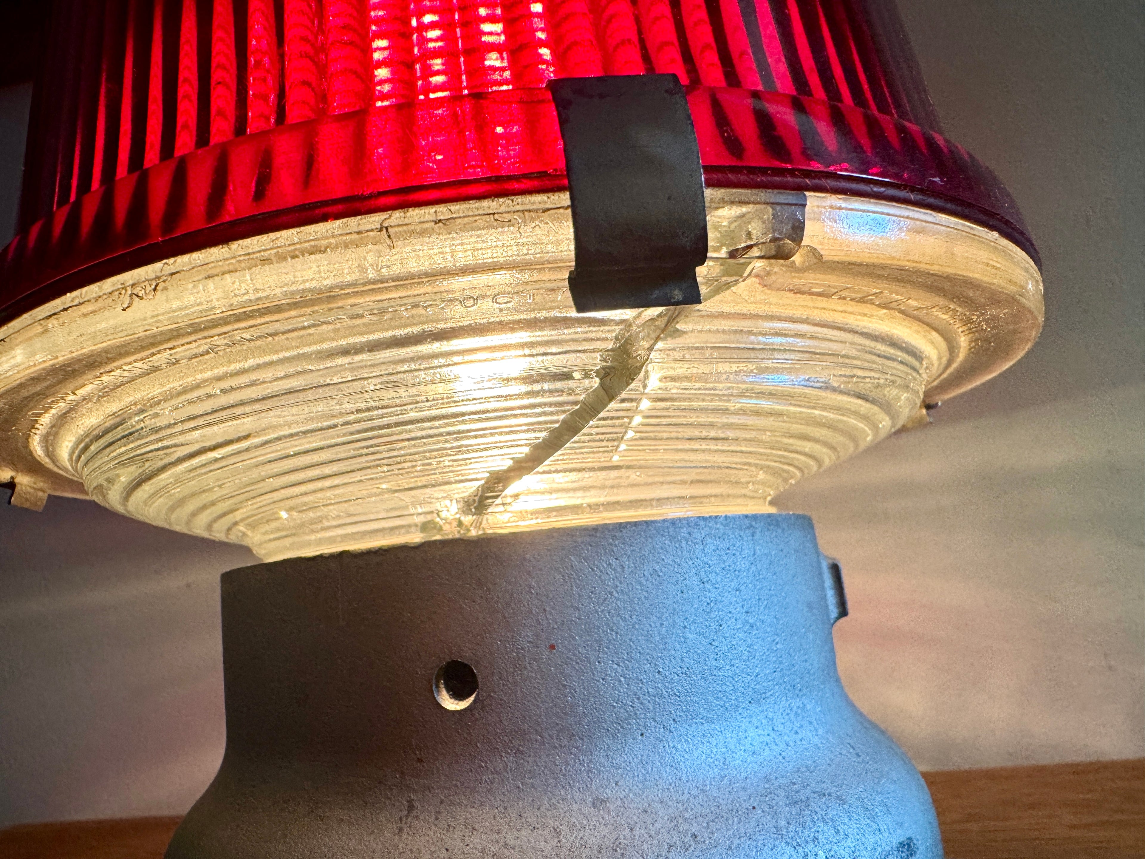 Vtg Crouse-Hinds Obstruction Light Red Globe Lamp ~ Large Obstruction Beacon Table Lamp (Copy)