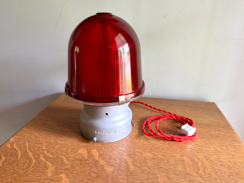 Vtg Crouse-Hinds Obstruction Light Red Globe Lamp ~ Large Obstruction Beacon Table Lamp (Copy)