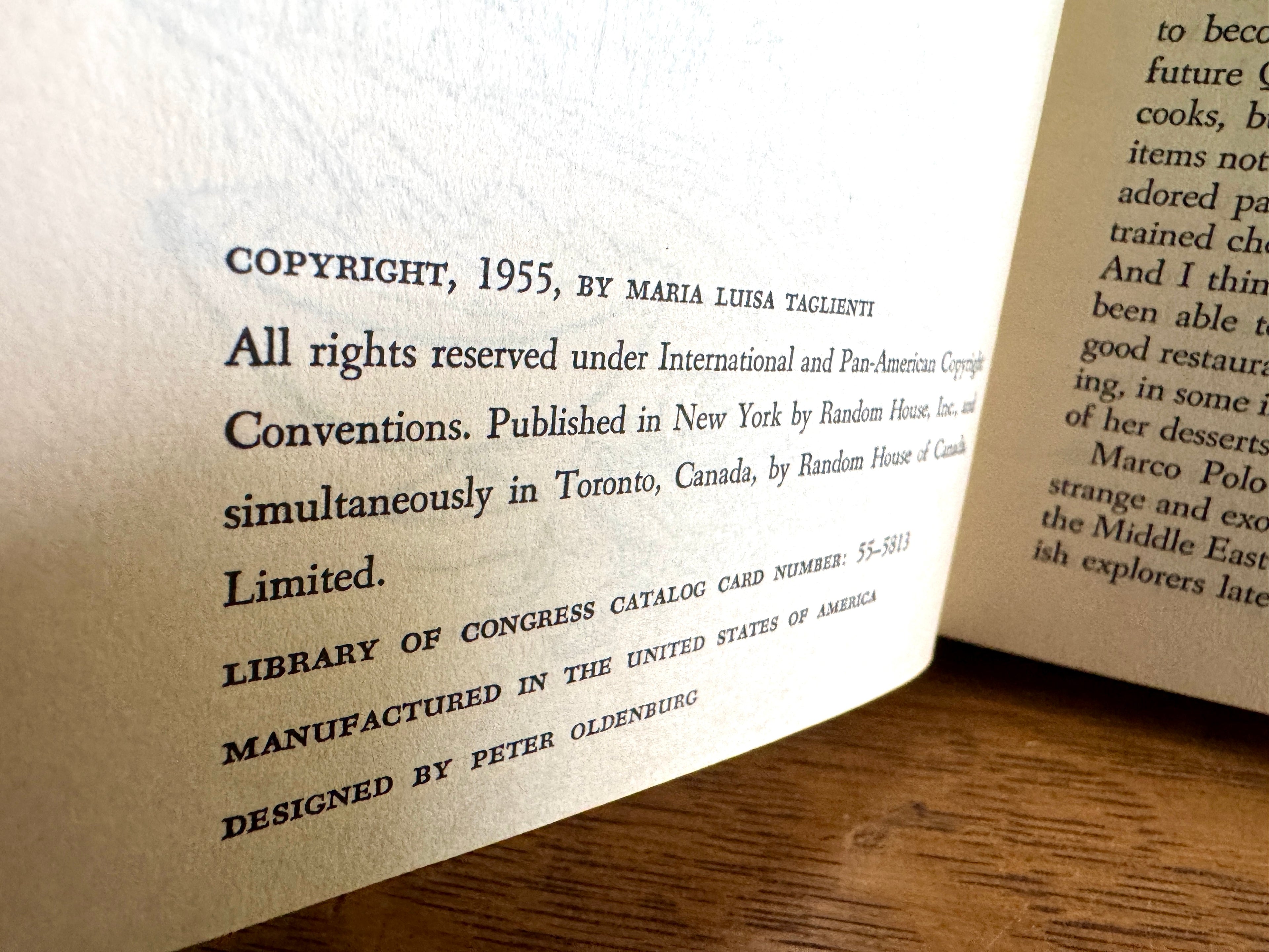1955 "The Italian Cookbook" by Maria Luisa Taglienti by Maria Luisa Taglienti