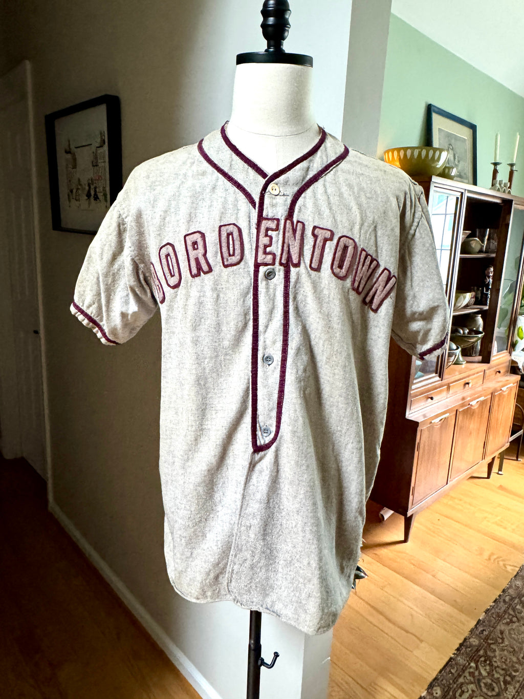 1960's Bordertown Military Institute Baseball Jersey ~ Dodge Davis Wool BMI Baseball Jersey