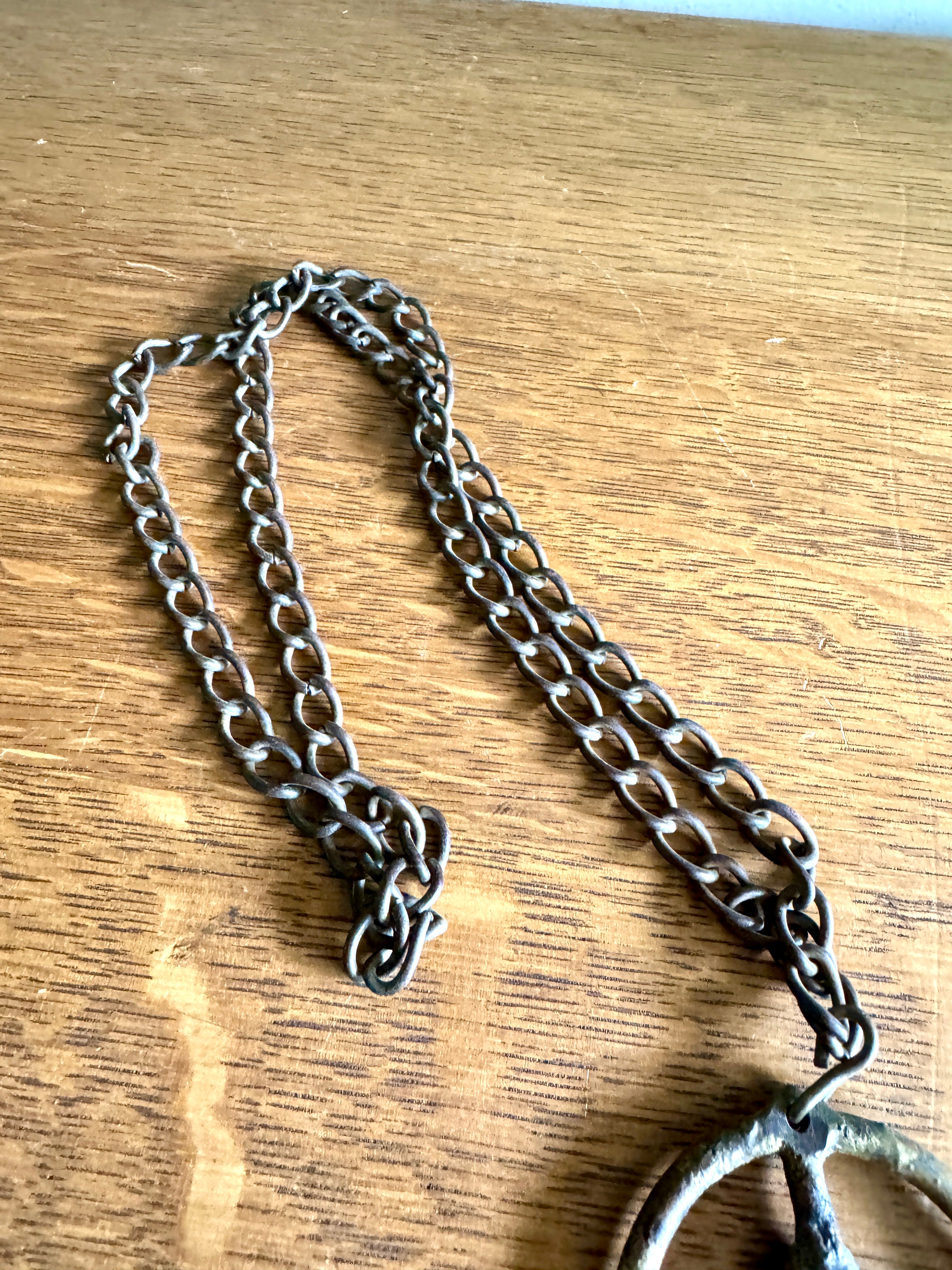 1960's Metal Peace SIgn Pendant Necklace on Metal Chain ~ Rustic Folk Art Necklace