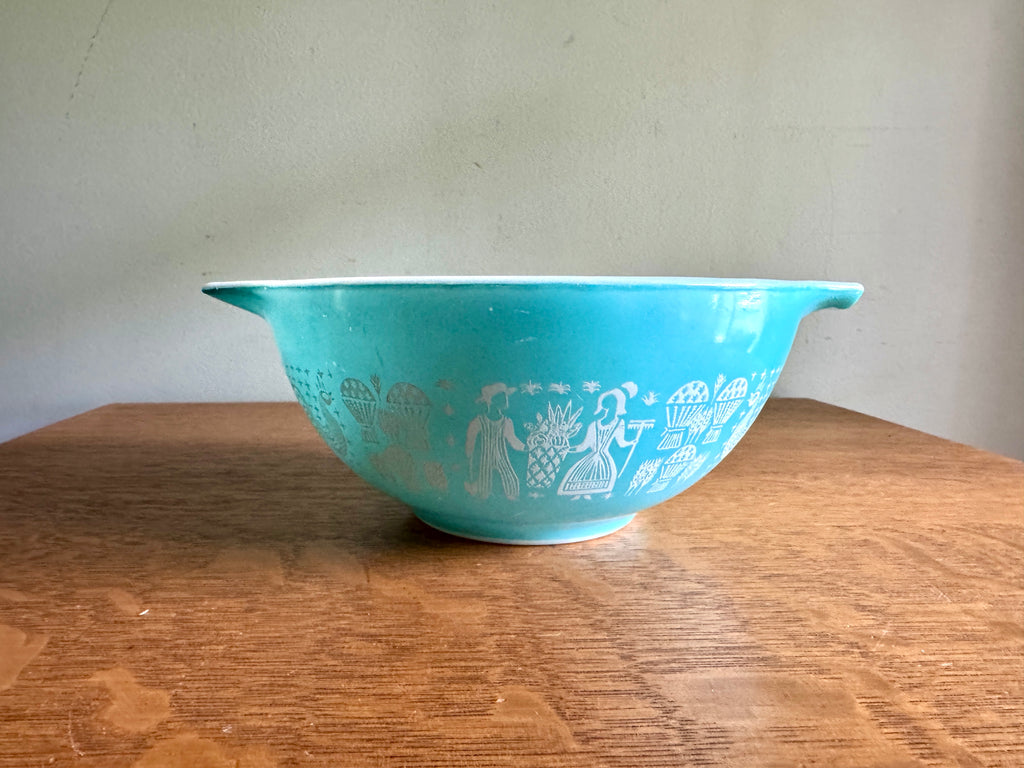 Vtg Pyrex #442 Amish Butterprint Turquoise Cinderella 1-1/2 Qt Mixing Bowl