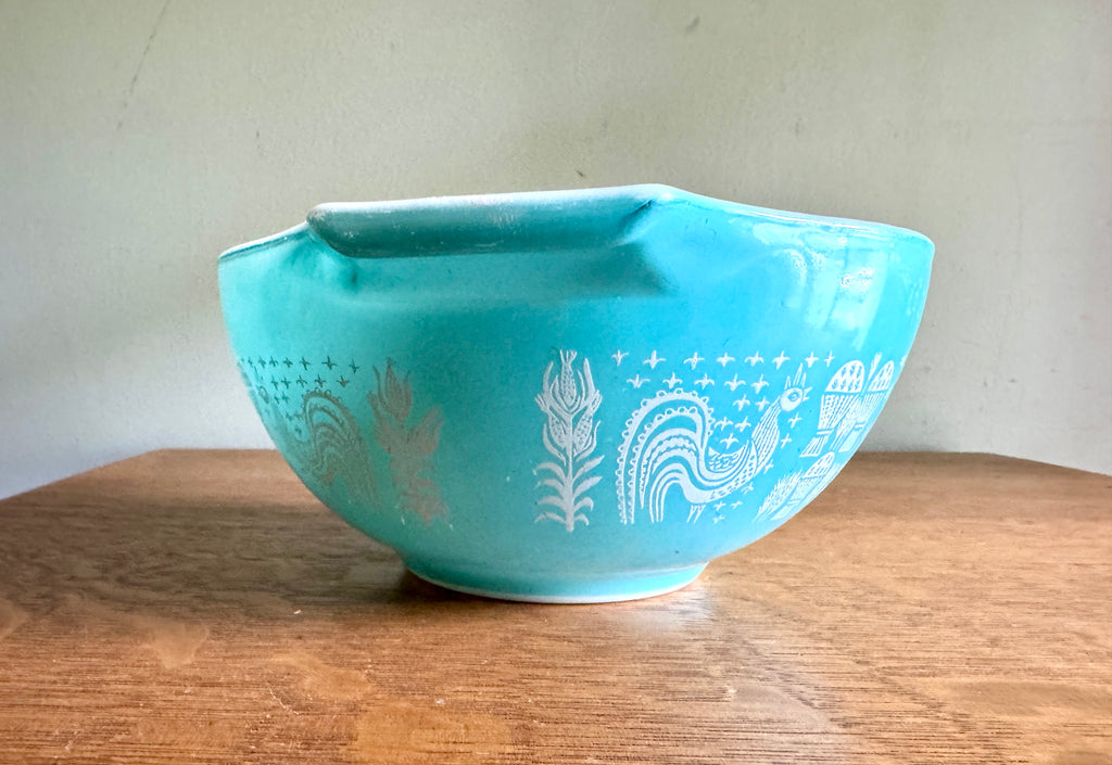 Vtg Pyrex #442 Amish Butterprint Turquoise Cinderella 1-1/2 Qt Mixing Bowl