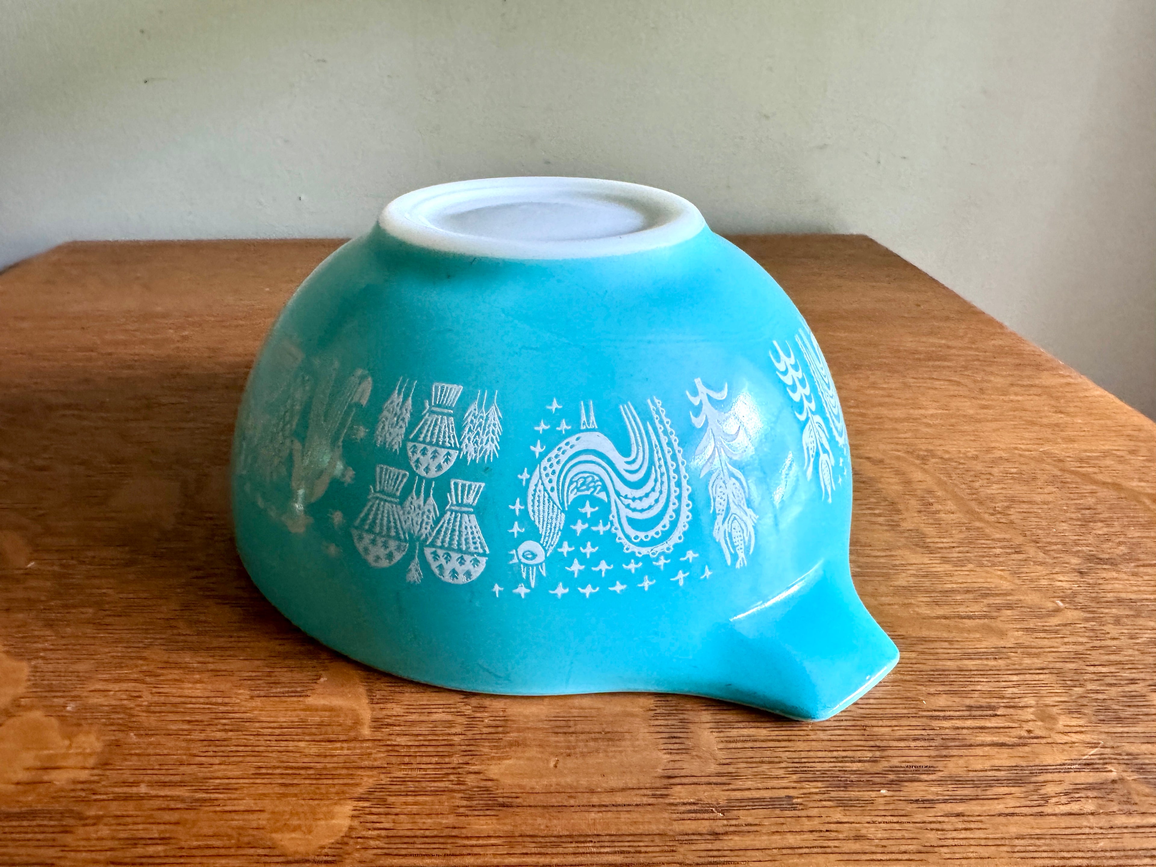 Vtg Pyrex #442 Amish Butterprint Turquoise Cinderella 1-1/2 Qt Mixing Bowl